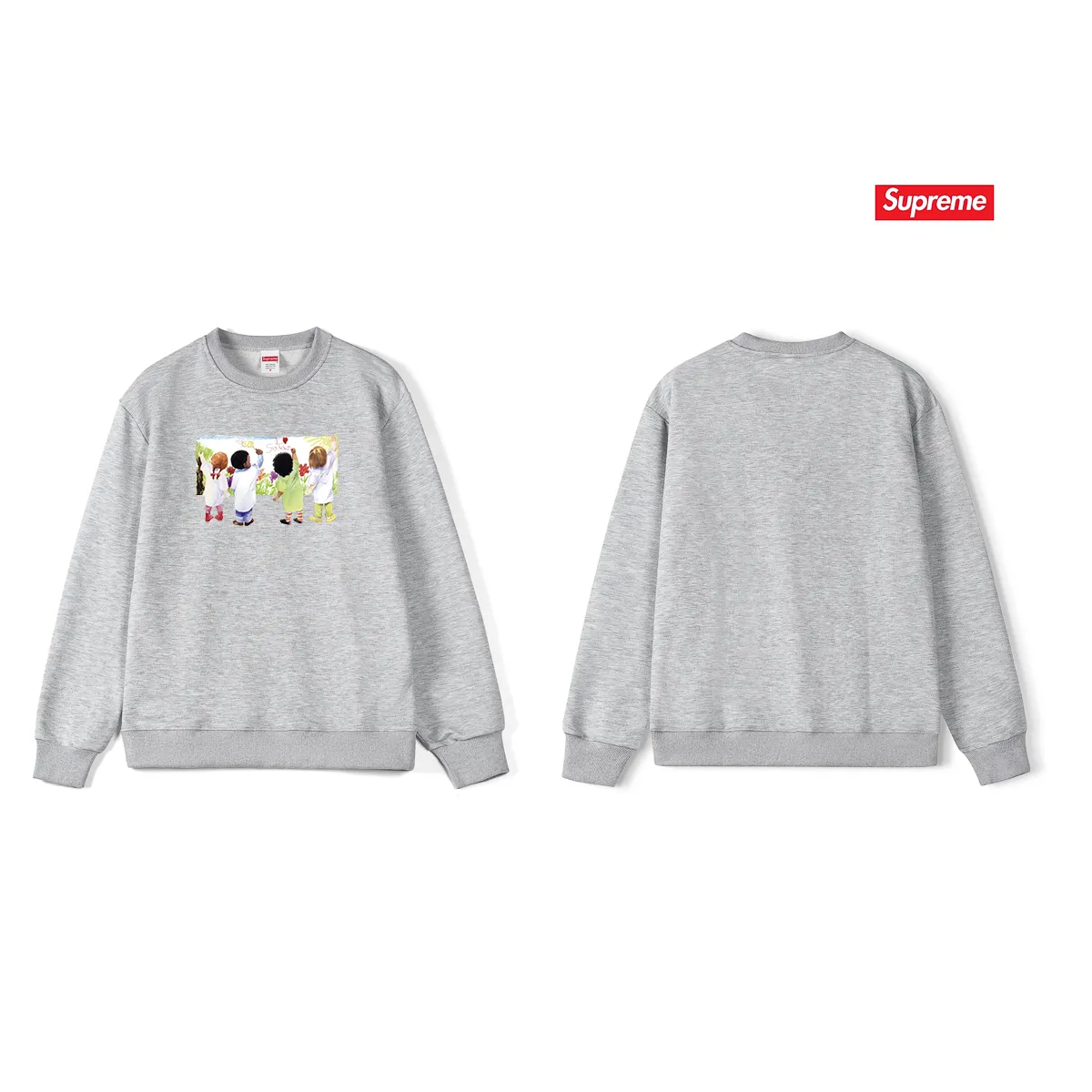 Style No. S1090 #terry p150💰 Velvet 160💰 Supreme SS19 Kids Tee Back children's graffiti round neck sweatshirt Made of 400 grams of large terry (drop shoulder large version) fabric, soft texture and no pilling Imported environmentally friendly printing glue The pattern is bright and three-dimensional Quality💥Same style for men and women The upper body is trendy Color: black white gray Size: S M L XL XXL