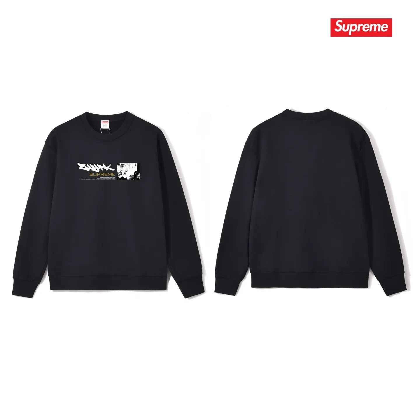 Style No. S1234 #terry p150💰 Velvet 160💰 Supreme Zoo York co-branded model SS25 WEEK17 Dynasty Tee chest printed round neck sweatshirt Made of 400 grams of large terry (drop shoulder large version) fabric, soft texture and no pilling Imported environmentally friendly printing glue The pattern is bright and three-dimensional Quality 💥Same style for men and women The upper body is trendy Color: black white gray Size: S M L XL XXL