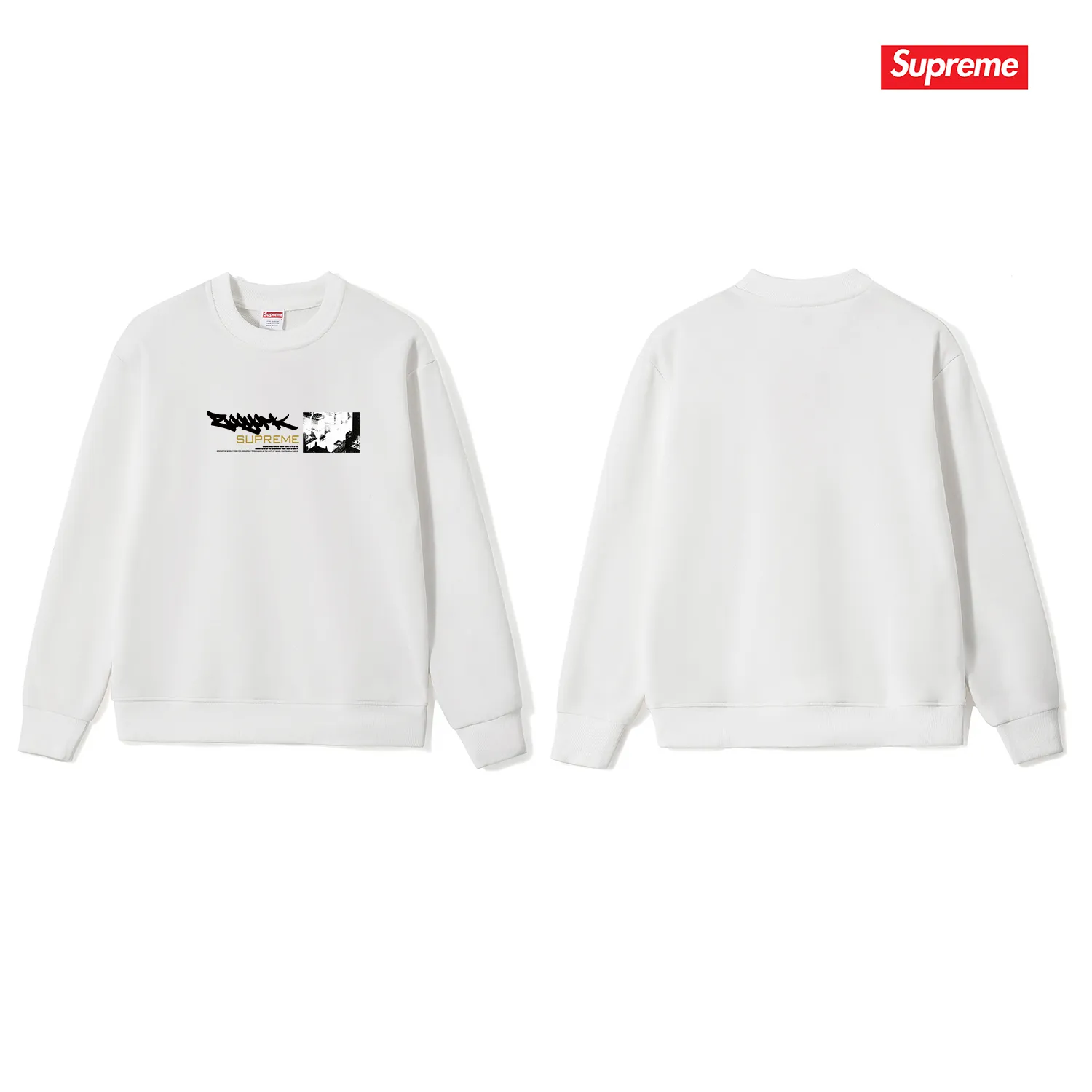 Style No. S1234 #terry p150💰 Velvet 160💰 Supreme Zoo York co-branded model SS25 WEEK17 Dynasty Tee chest printed round neck sweatshirt Made of 400 grams of large terry (drop shoulder large version) fabric, soft texture and no pilling Imported environmentally friendly printing glue The pattern is bright and three-dimensional Quality 💥Same style for men and women The upper body is trendy Color: black white gray Size: S M L XL XXL