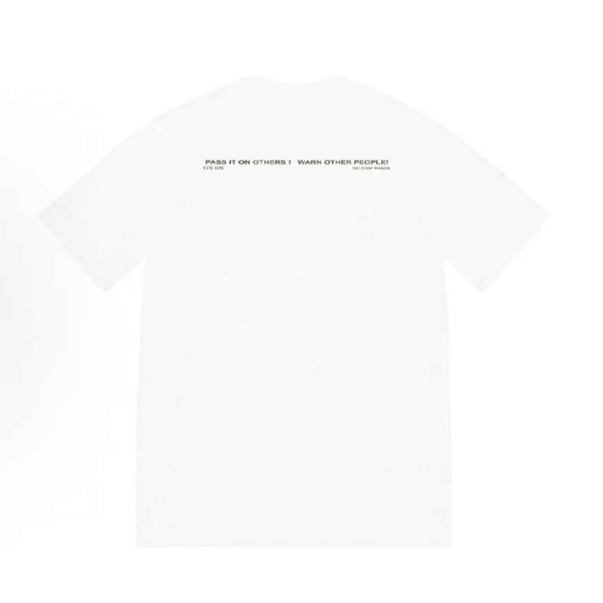 S144 P110💰 Sup 74FW Warning Tee Warning Prohibited Slogan Logo Short Sleeve New Couple T-Shirt Loose Loose Fit Made of 260g combed cotton double yarn All three standards from fabrics to accessories are complete ZP Imported Matsui Company slurry printing will never crack The whole piece adopts three-needle five-thread technology The neckline-shoulder seam-sleeve seam is double-lined, which looks more three-dimensional and textured) The same process as the original version, classic version Feel free to compare zp. The whole piece adopts three-needle five-thread craftsmanship. The neckline-shoulder seam-sleeve seam is double-threaded, which looks more three-dimensional and textured.) It has the same craftsmanship as the original original, classic version. Color: Black White Size: S M L XL XXL