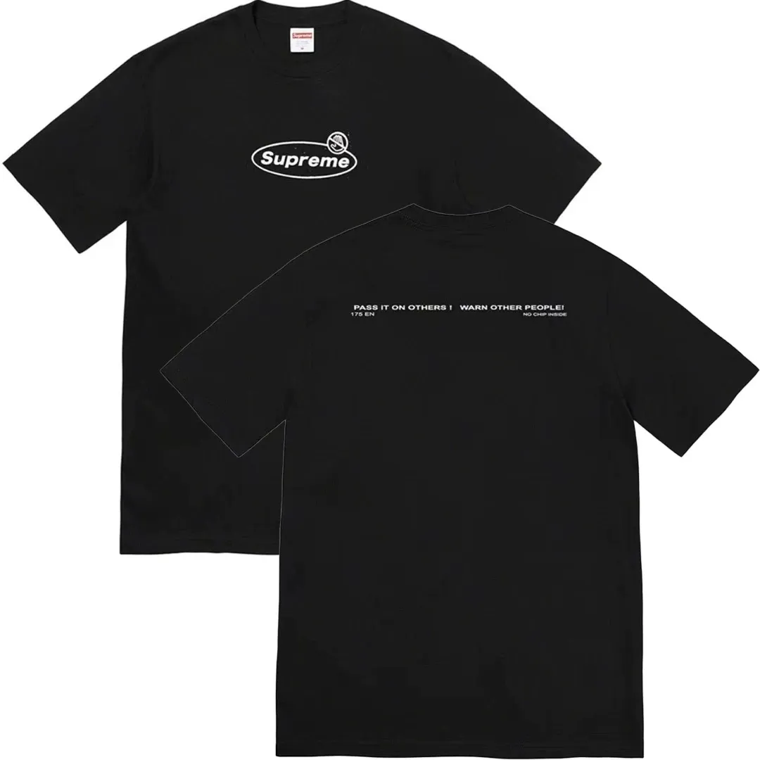 S144 P110💰 Sup 74FW Warning Tee Warning Prohibited Slogan Logo Short Sleeve New Couple T-Shirt Loose Loose Fit Made of 260g combed cotton double yarn All three standards from fabrics to accessories are complete ZP Imported Matsui Company slurry printing will never crack The whole piece adopts three-needle five-thread technology The neckline-shoulder seam-sleeve seam is double-lined, which looks more three-dimensional and textured) The same process as the original version, classic version Feel free to compare zp. The whole piece adopts three-needle five-thread craftsmanship. The neckline-shoulder seam-sleeve seam is double-threaded, which looks more three-dimensional and textured.) It has the same craftsmanship as the original original, classic version. Color: Black White Size: S M L XL XXL