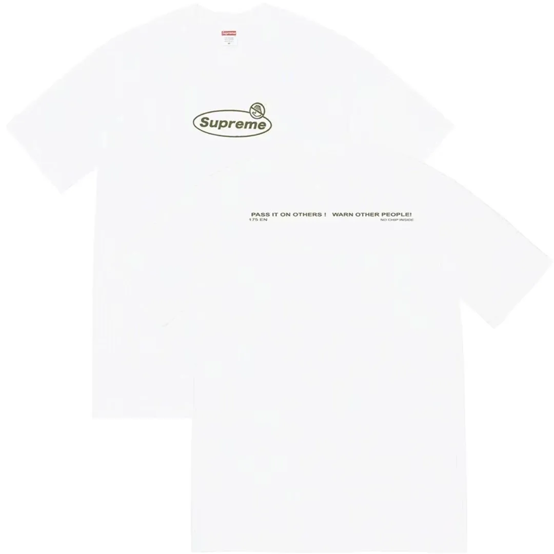 S144 P110💰 Sup 74FW Warning Tee Warning Prohibited Slogan Logo Short Sleeve New Couple T-Shirt Loose Loose Fit Made of 260g combed cotton double yarn All three standards from fabrics to accessories are complete ZP Imported Matsui Company slurry printing will never crack The whole piece adopts three-needle five-thread technology The neckline-shoulder seam-sleeve seam is double-lined, which looks more three-dimensional and textured) The same process as the original version, classic version Feel free to compare zp. The whole piece adopts three-needle five-thread craftsmanship. The neckline-shoulder seam-sleeve seam is double-threaded, which looks more three-dimensional and textured.) It has the same craftsmanship as the original original, classic version. Color: Black White Size: S M L XL XXL