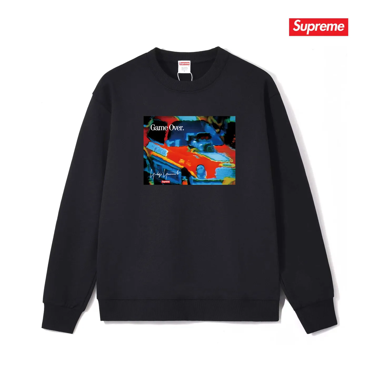 Style No. S1100 #terry p150💰 Velvet 160💰 Supreme Week4Supreme Game Over" round neck sweatshirt Made of 400 grams of large terry (drop shoulder large version) fabric, soft texture and no pilling Imported environmentally friendly printing glue The pattern is bright and three-dimensional Quality 💥Same style for men and women The upper body is trendy Color: black white gray Size: S M L XL XXL