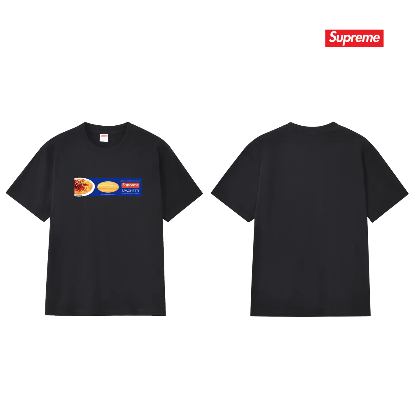 S248 P110💰 Supreme Week 1 Spaghetti Tee Spaghetti pattern printed loose round neck short-sleeved American trendy T-shirt. Loose fit. Made of 260g combed cotton double yarn. All three standards are complete from fabric to accessories. ZP. Imported Matsui company's slurry printing will never crack. The whole piece adopts three-needle five-thread technology. The neckline-shoulder seam-sleeve seam is double-lined, which looks more three-dimensional and textured.) The same process as the original version, classic version Feel free to compare zp. The whole piece adopts three-needle five-thread craftsmanship (neckline-shoulder seam-sleeve seam double thread, which looks more three-dimensional and textured). It has the same craftsmanship as the original original, classic version. Color: black, white, light gray, pink, navy. Size: S M L XL XXL