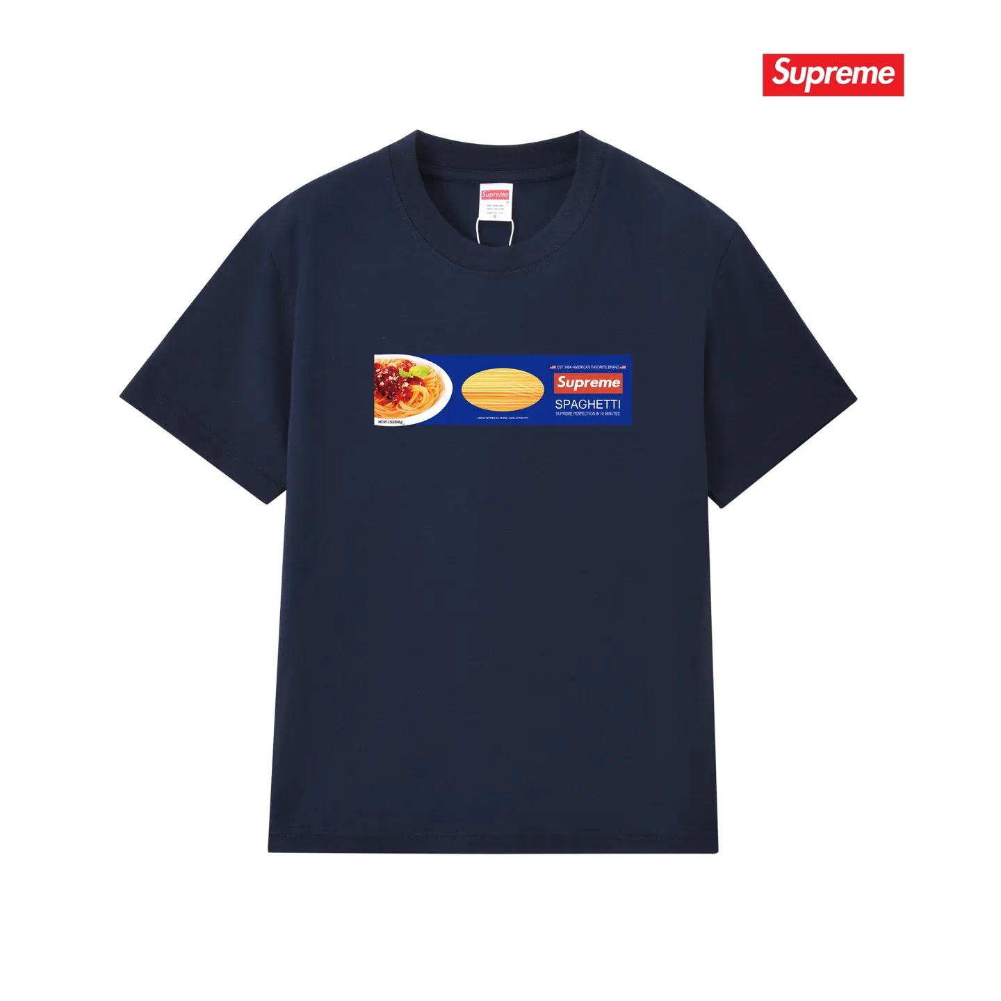 S248 P110💰 Supreme Week 1 Spaghetti Tee Spaghetti pattern printed loose round neck short-sleeved American trendy T-shirt. Loose fit. Made of 260g combed cotton double yarn. All three standards are complete from fabric to accessories. ZP. Imported Matsui company's slurry printing will never crack. The whole piece adopts three-needle five-thread technology. The neckline-shoulder seam-sleeve seam is double-lined, which looks more three-dimensional and textured.) The same process as the original version, classic version Feel free to compare zp. The whole piece adopts three-needle five-thread craftsmanship (neckline-shoulder seam-sleeve seam double thread, which looks more three-dimensional and textured). It has the same craftsmanship as the original original, classic version. Color: black, white, light gray, pink, navy. Size: S M L XL XXL