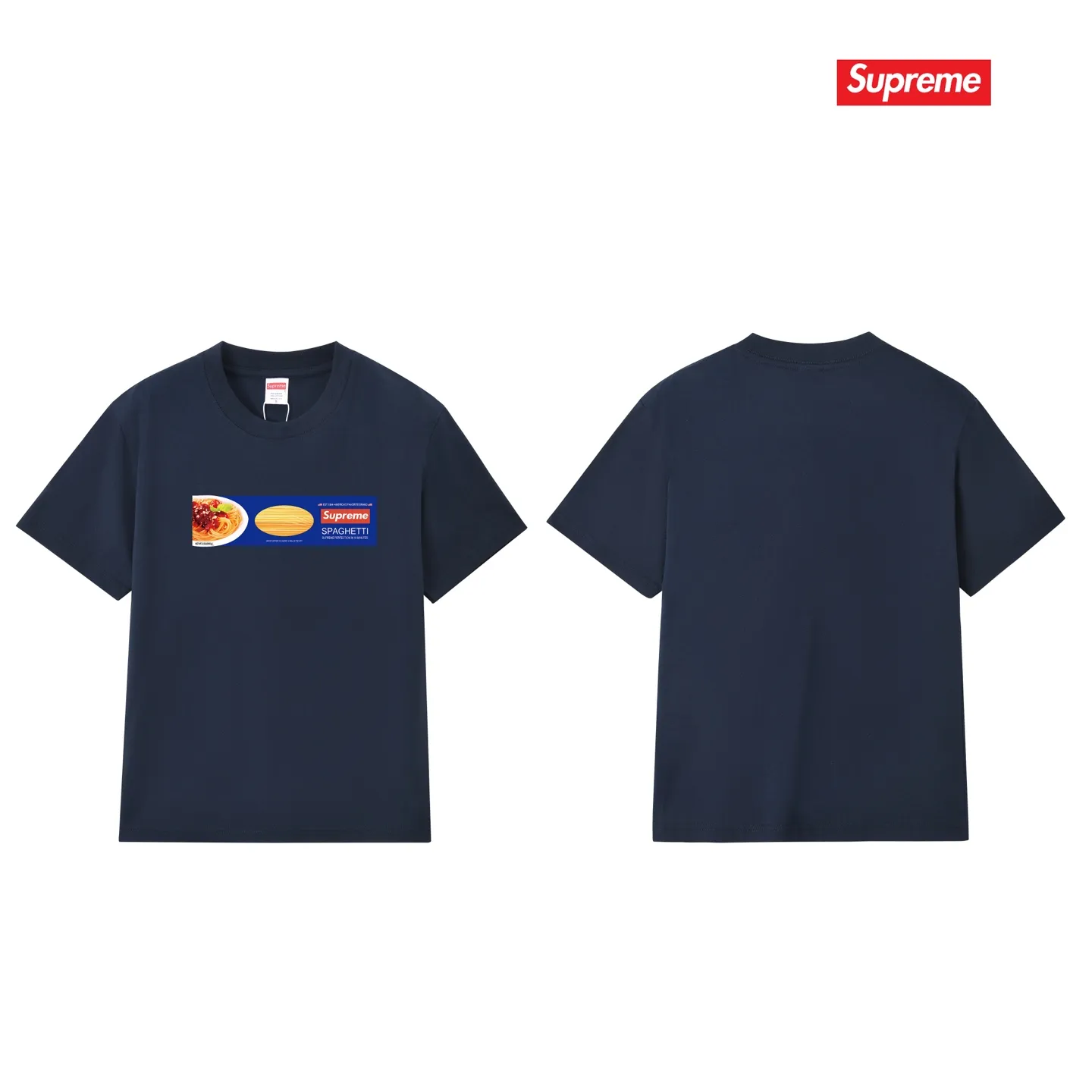 S248 P110💰 Supreme Week 1 Spaghetti Tee Spaghetti pattern printed loose round neck short-sleeved American trendy T-shirt. Loose fit. Made of 260g combed cotton double yarn. All three standards are complete from fabric to accessories. ZP. Imported Matsui company's slurry printing will never crack. The whole piece adopts three-needle five-thread technology. The neckline-shoulder seam-sleeve seam is double-lined, which looks more three-dimensional and textured.) The same process as the original version, classic version Feel free to compare zp. The whole piece adopts three-needle five-thread craftsmanship (neckline-shoulder seam-sleeve seam double thread, which looks more three-dimensional and textured). It has the same craftsmanship as the original original, classic version. Color: black, white, light gray, pink, navy. Size: S M L XL XXL