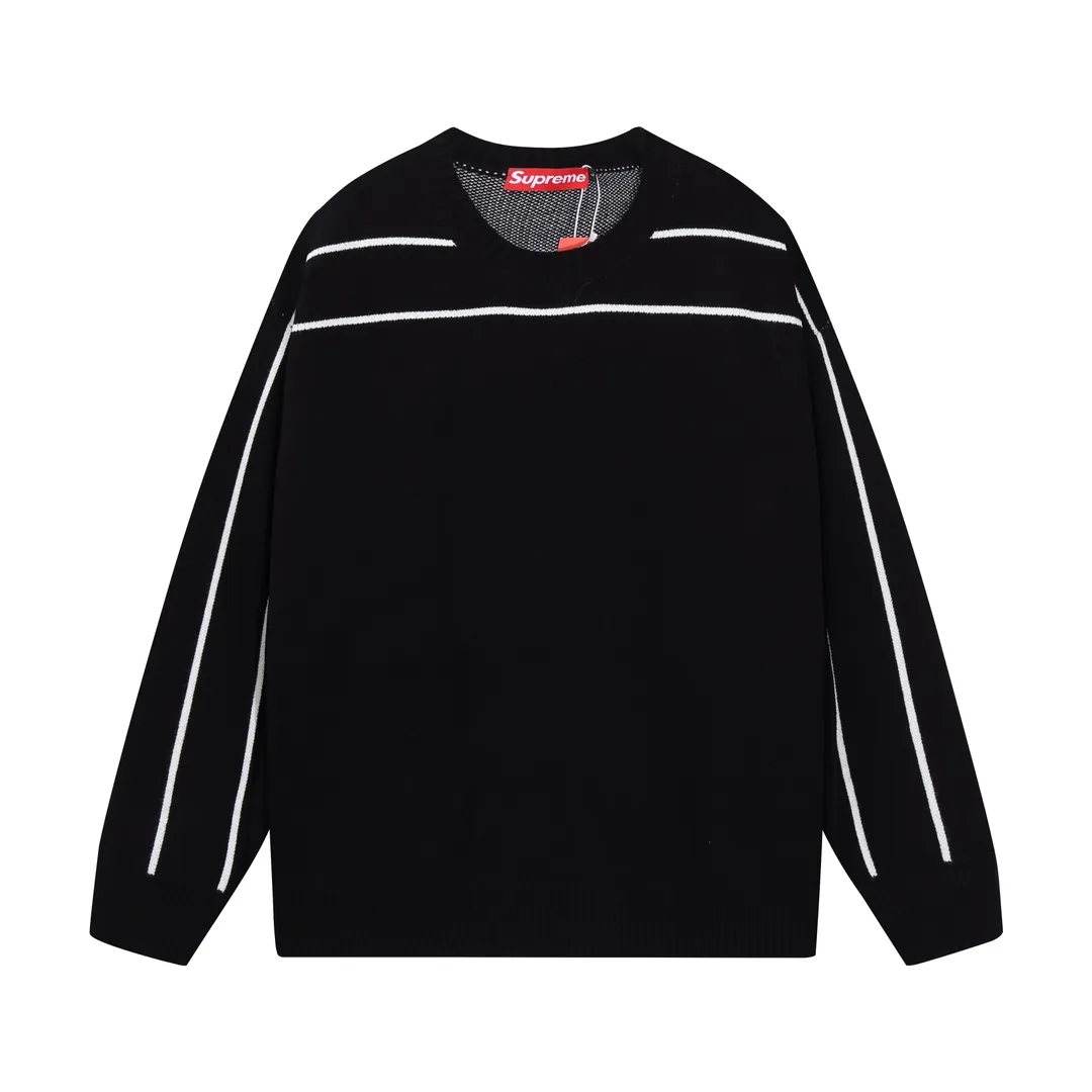 P300 Supreme new line letter stitching round neck wool sweater Color: Khaki White Black Size: S M L XL XXL