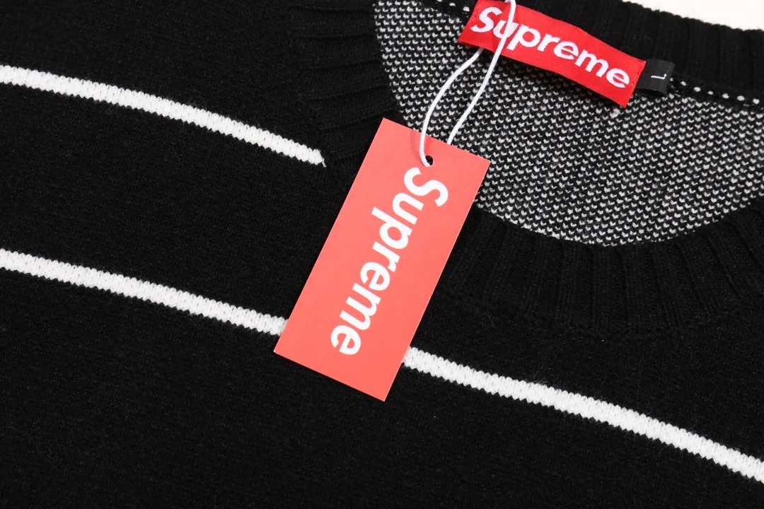 P300 Supreme new line letter stitching round neck wool sweater Color: Khaki White Black Size: S M L XL XXL