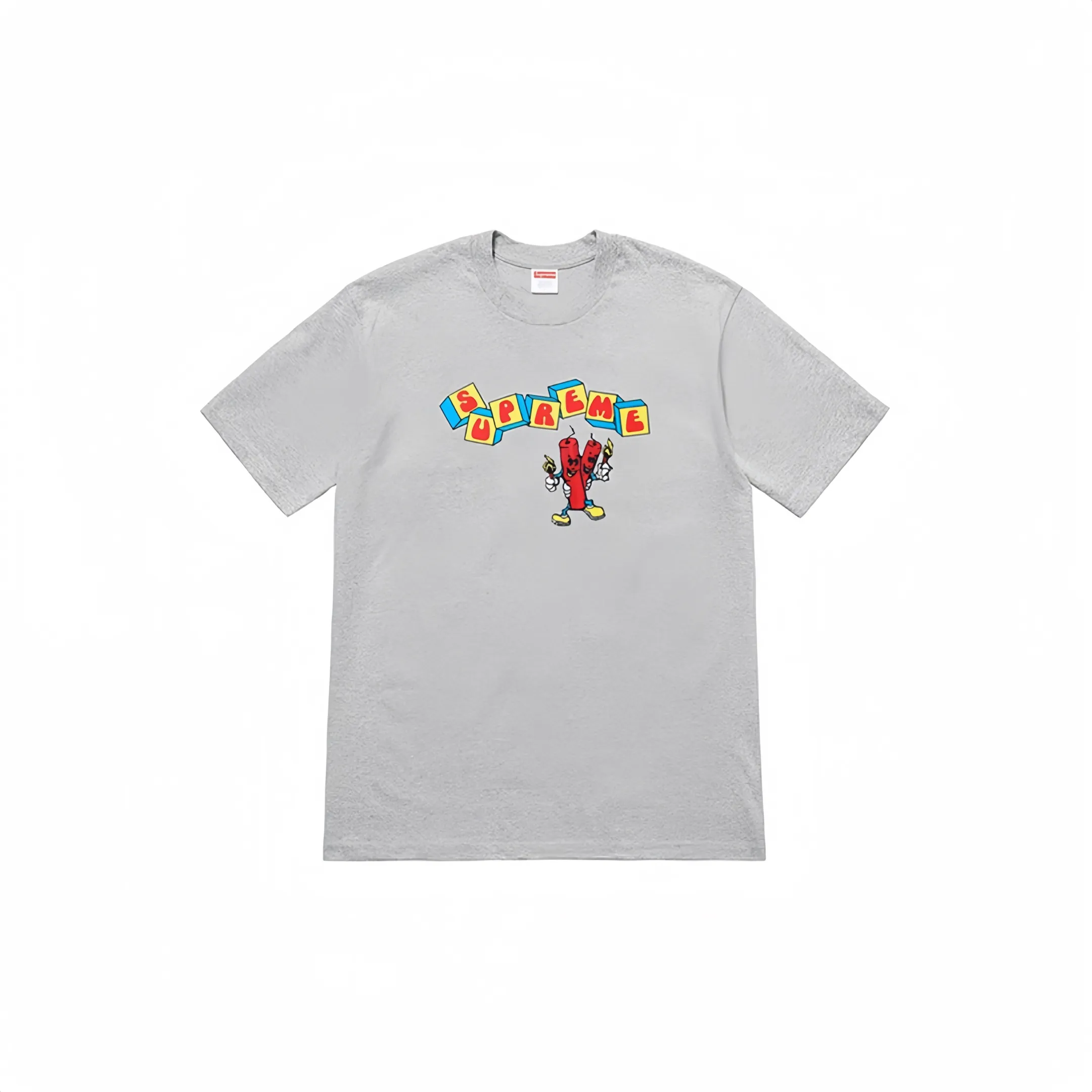 #S25 P110💰 Supreme SS19 Dynamite Tee printed short-sleeved T-shirt. The same style for men and women is made of 260g combed cotton double yarn. From fabrics to accessories, all three standards are complete and follow ZP. The slurry printing imported from Matsui Company will never crack. The whole piece adopts three-needle five-thread technology. The collar-shoulder seam-sleeve seam is double-lined, which looks more three-dimensional and textured.) The same process as the original version, classic version Feel free to compare zp. The whole piece adopts three-needle five-thread craftsmanship (neckline-shoulder seam-sleeve seam double thread, which looks more three-dimensional and textured). It has the same craftsmanship as the original original, classic version. Color: gray, black, red, pink, white, blue, yellow. Size: S M L XL XXL