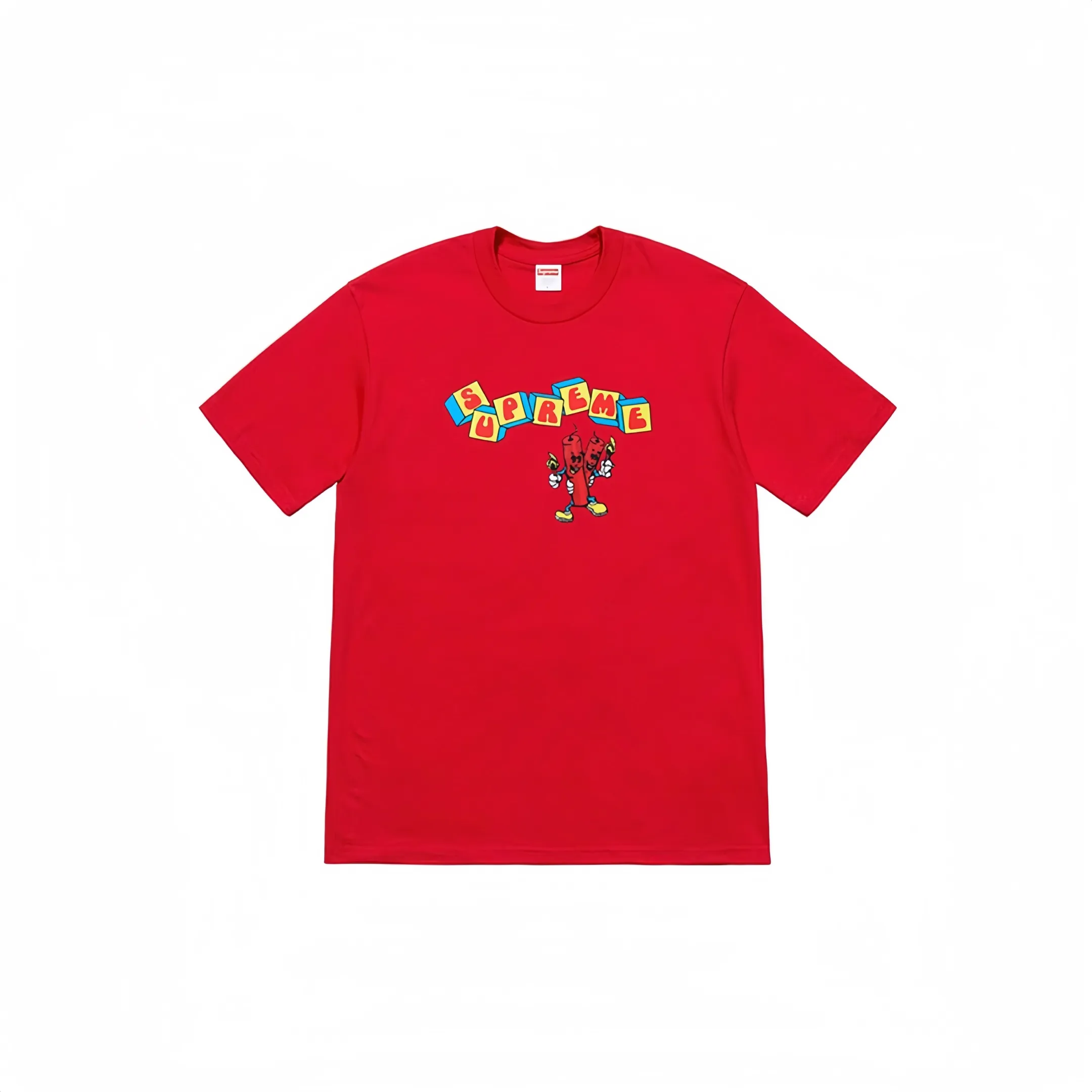 #S25 P110💰 Supreme SS19 Dynamite Tee printed short-sleeved T-shirt. The same style for men and women is made of 260g combed cotton double yarn. From fabrics to accessories, all three standards are complete and follow ZP. The slurry printing imported from Matsui Company will never crack. The whole piece adopts three-needle five-thread technology. The collar-shoulder seam-sleeve seam is double-lined, which looks more three-dimensional and textured.) The same process as the original version, classic version Feel free to compare zp. The whole piece adopts three-needle five-thread craftsmanship (neckline-shoulder seam-sleeve seam double thread, which looks more three-dimensional and textured). It has the same craftsmanship as the original original, classic version. Color: gray, black, red, pink, white, blue, yellow. Size: S M L XL XXL
