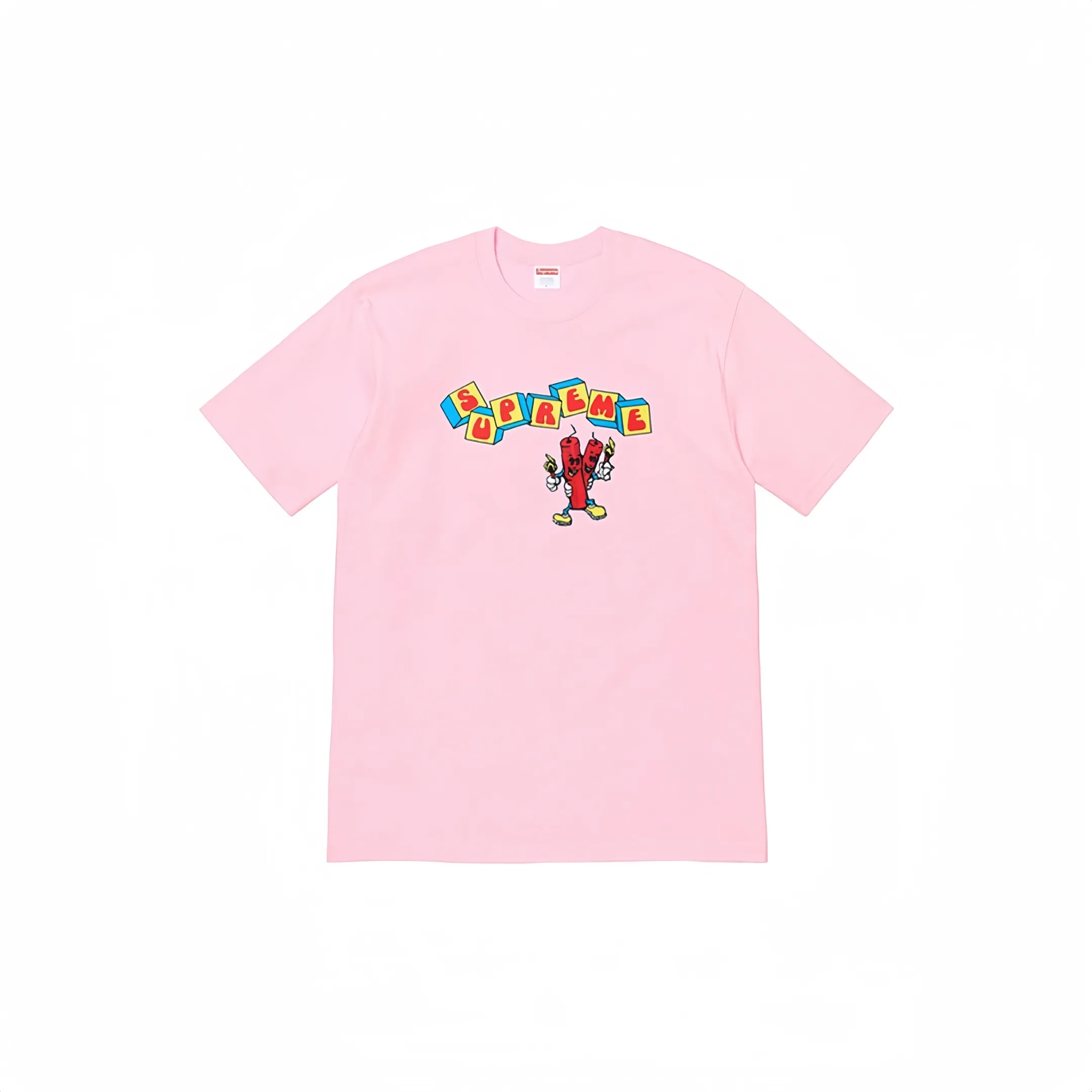 #S25 P110💰 Supreme SS19 Dynamite Tee printed short-sleeved T-shirt. The same style for men and women is made of 260g combed cotton double yarn. From fabrics to accessories, all three standards are complete and follow ZP. The slurry printing imported from Matsui Company will never crack. The whole piece adopts three-needle five-thread technology. The collar-shoulder seam-sleeve seam is double-lined, which looks more three-dimensional and textured.) The same process as the original version, classic version Feel free to compare zp. The whole piece adopts three-needle five-thread craftsmanship (neckline-shoulder seam-sleeve seam double thread, which looks more three-dimensional and textured). It has the same craftsmanship as the original original, classic version. Color: gray, black, red, pink, white, blue, yellow. Size: S M L XL XXL