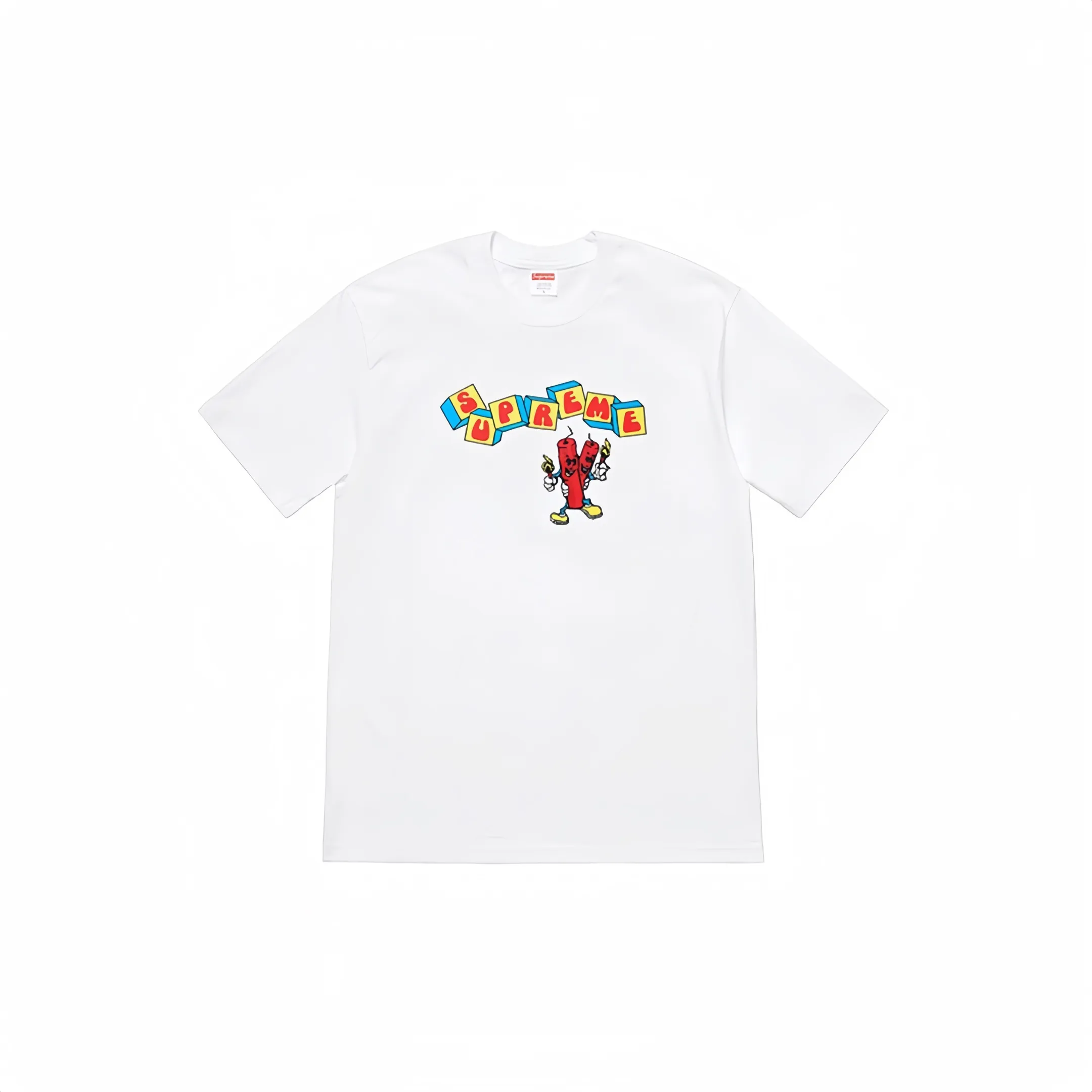 #S25 P110💰 Supreme SS19 Dynamite Tee printed short-sleeved T-shirt. The same style for men and women is made of 260g combed cotton double yarn. From fabrics to accessories, all three standards are complete and follow ZP. The slurry printing imported from Matsui Company will never crack. The whole piece adopts three-needle five-thread technology. The collar-shoulder seam-sleeve seam is double-lined, which looks more three-dimensional and textured.) The same process as the original version, classic version Feel free to compare zp. The whole piece adopts three-needle five-thread craftsmanship (neckline-shoulder seam-sleeve seam double thread, which looks more three-dimensional and textured). It has the same craftsmanship as the original original, classic version. Color: gray, black, red, pink, white, blue, yellow. Size: S M L XL XXL