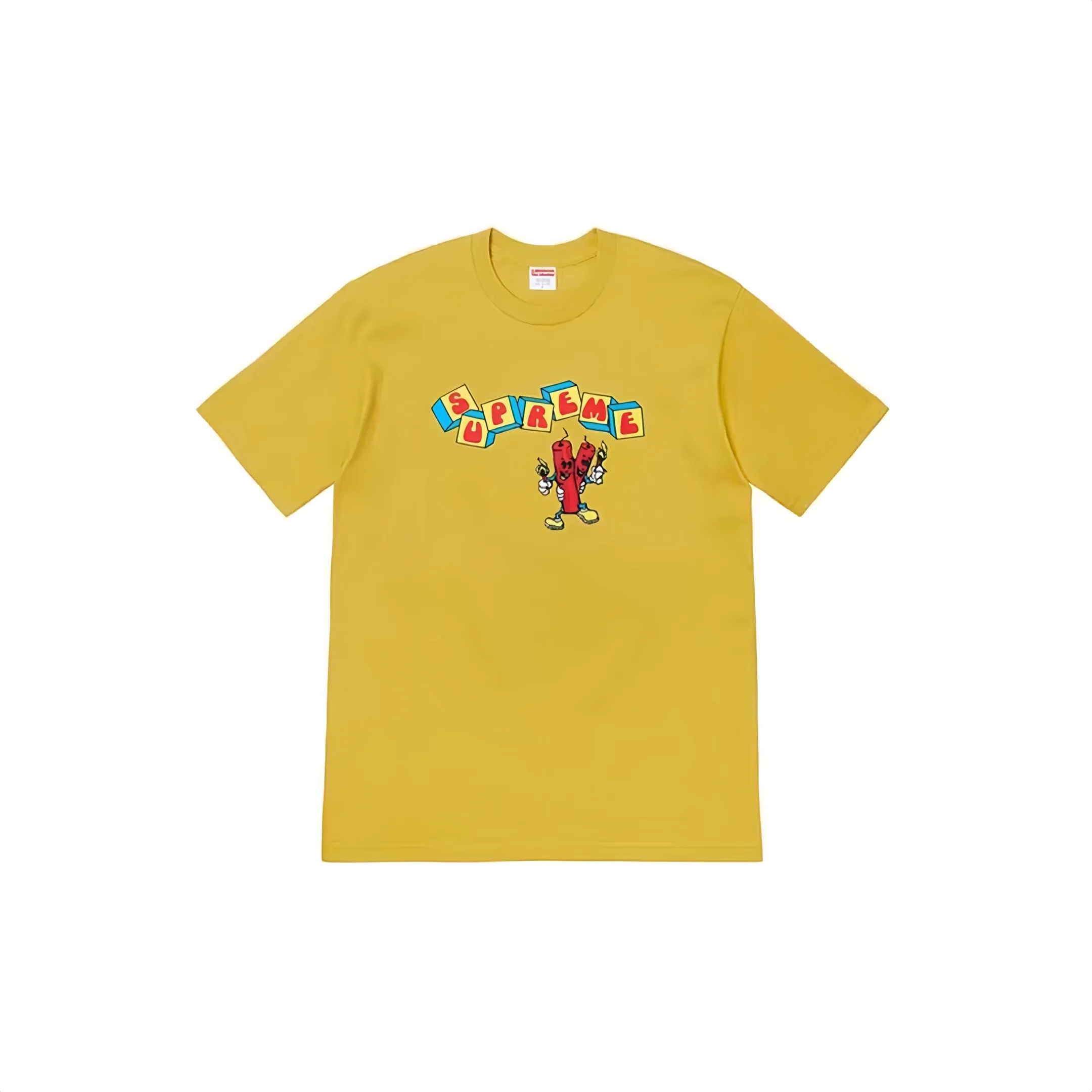 #S25 P110💰 Supreme SS19 Dynamite Tee printed short-sleeved T-shirt. The same style for men and women is made of 260g combed cotton double yarn. From fabrics to accessories, all three standards are complete and follow ZP. The slurry printing imported from Matsui Company will never crack. The whole piece adopts three-needle five-thread technology. The collar-shoulder seam-sleeve seam is double-lined, which looks more three-dimensional and textured.) The same process as the original version, classic version Feel free to compare zp. The whole piece adopts three-needle five-thread craftsmanship (neckline-shoulder seam-sleeve seam double thread, which looks more three-dimensional and textured). It has the same craftsmanship as the original original, classic version. Color: gray, black, red, pink, white, blue, yellow. Size: S M L XL XXL