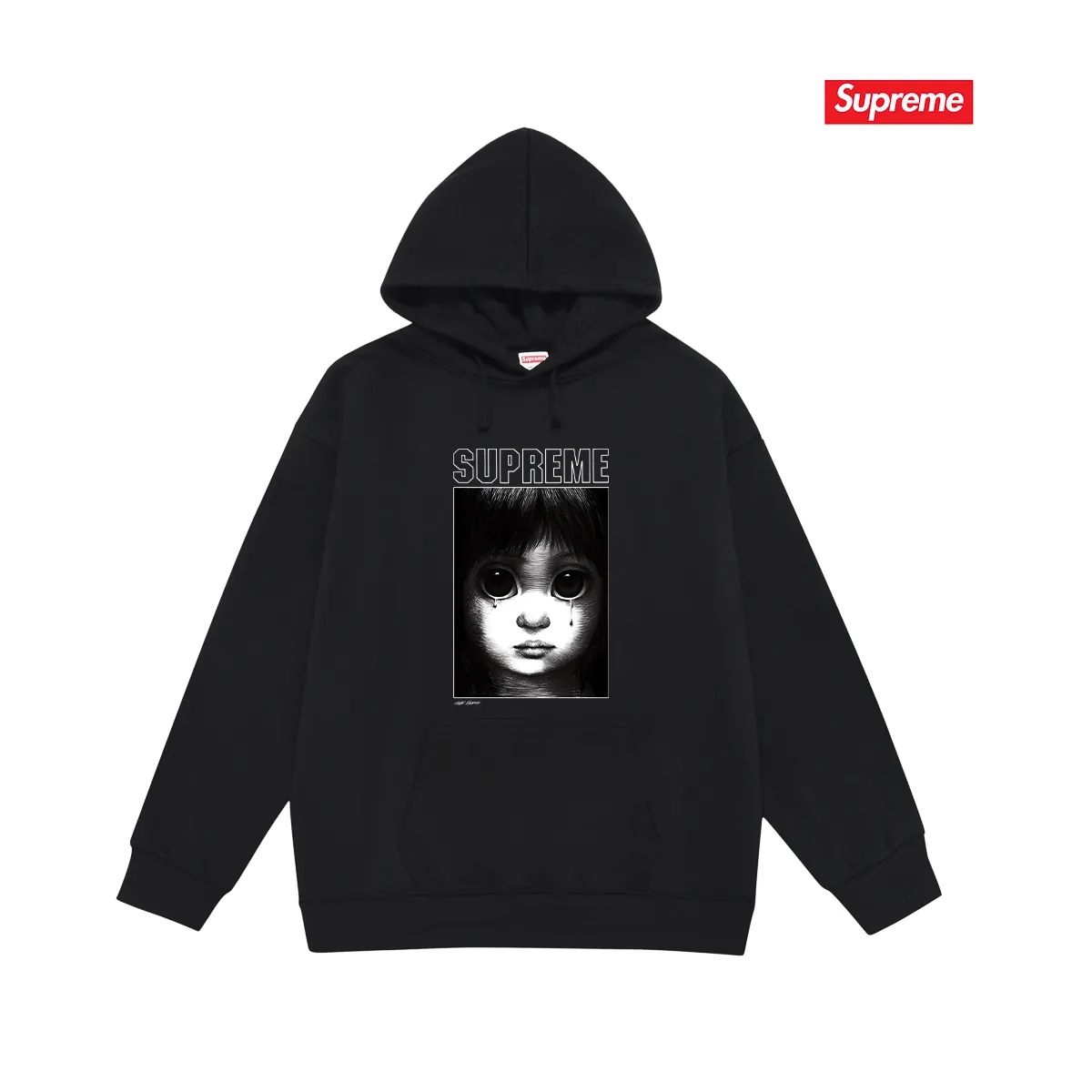 Style No. S2177 #terry P160💰 Velvet P170💰 Sup SS24 MARGARET KEANE co-branded character pattern printed hooded sweatshirt Made of 400g large terry 430g silver fox velvet (drop shoulder large version) fabric, soft texture and no pilling Imported environmentally friendly printing glue The pattern is bright and three-dimensional Quality 💥Same style for men and women The upper body is trendy Color: black white gray Size: S M L XL XXL