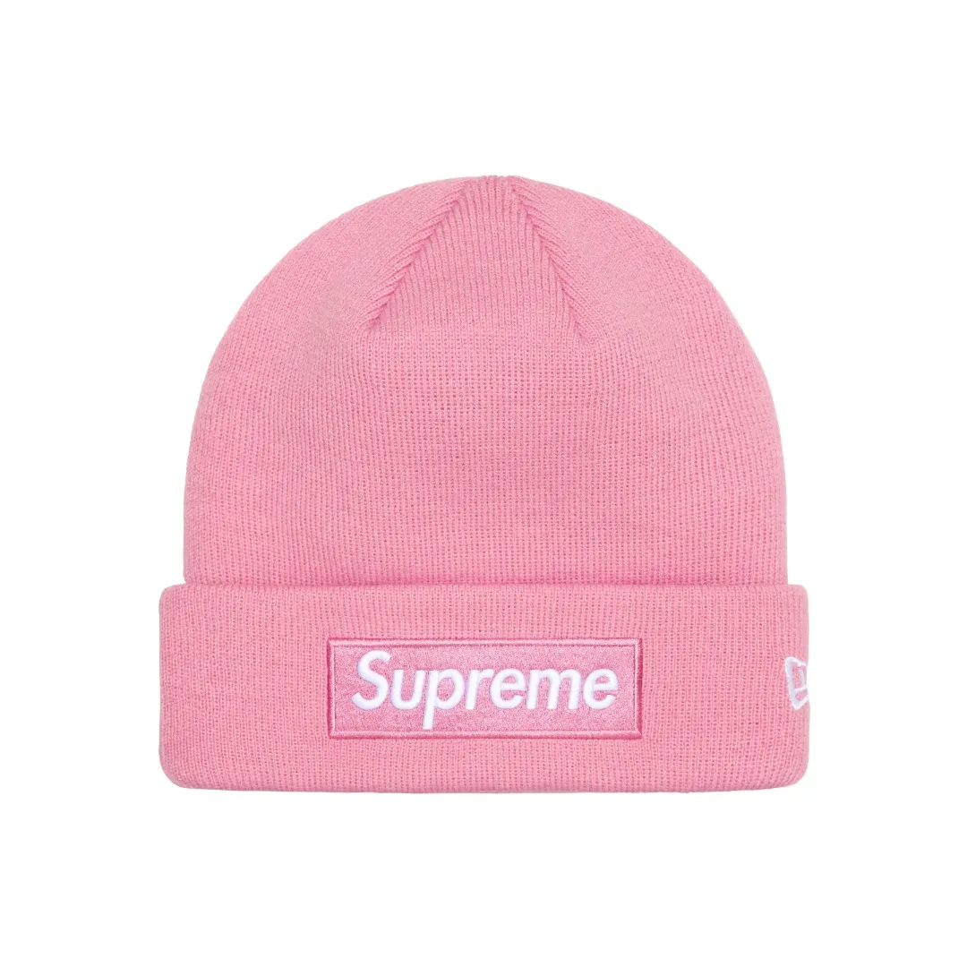 🅿️130 M01 original order Supreme x New Era 24FW Box Logo Beanie basic embroidery cold hat black khaki sapphire blue gray pink