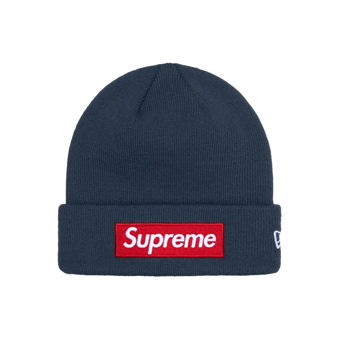 🅿️130 M01 original order Supreme x New Era 24FW Box Logo Beanie basic embroidery cold hat black khaki sapphire blue gray pink