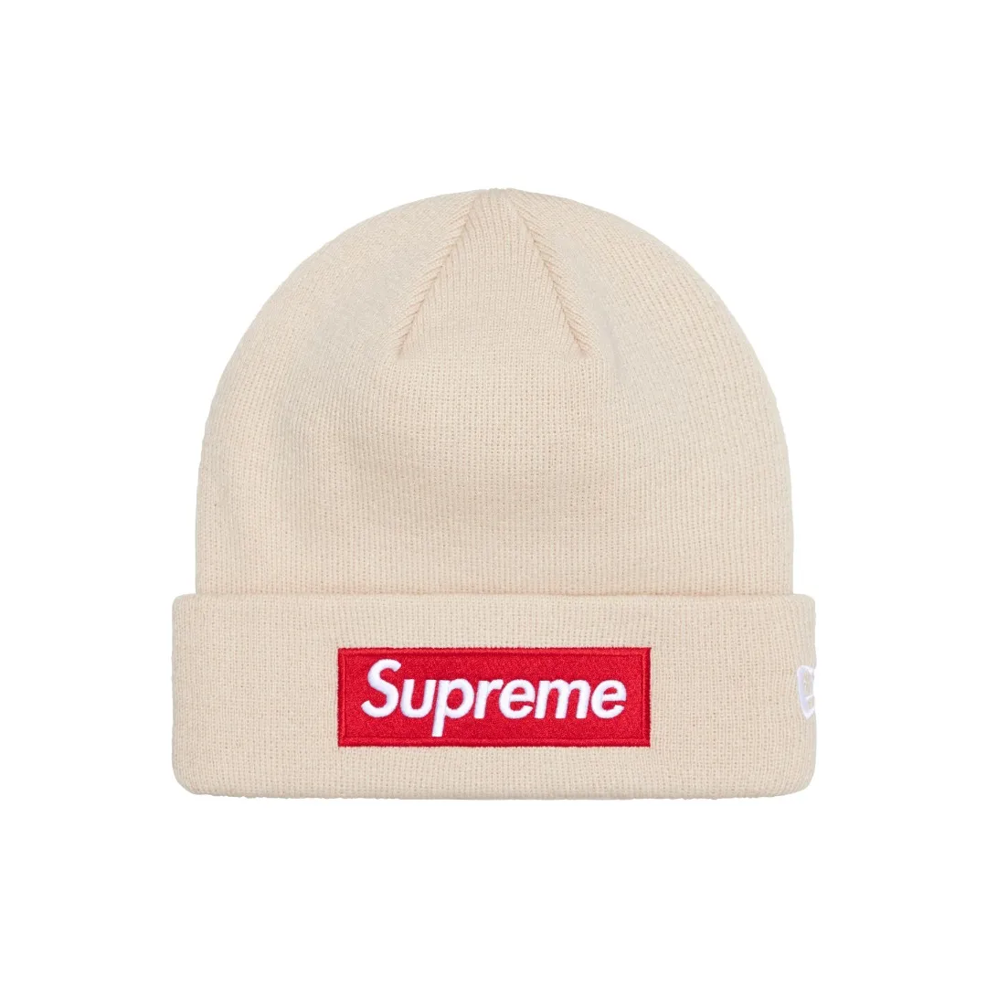 🅿️130 M01 original order Supreme x New Era 24FW Box Logo Beanie basic embroidery cold hat black khaki sapphire blue gray pink