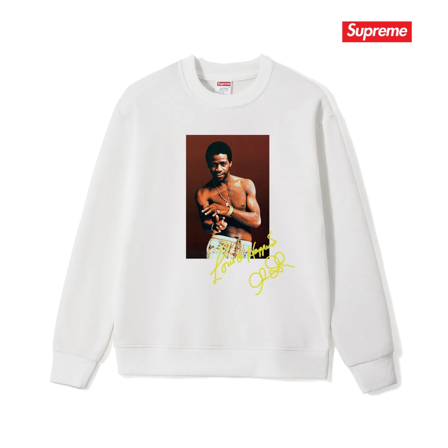 Style No. S1126 #terry p150💰 Velvet 160💰 SupremeSS22Week1AlGreenTee Al Green soul singer character print round neck sweatshirt Made of 400 grams of large terry (drop shoulder large version) fabric, soft texture and no pilling Imported environmentally friendly printing glue The pattern is bright and three-dimensional Quality💥Same style for men and women The upper body is trendy Color: black white gray Size: S M L XL XXL