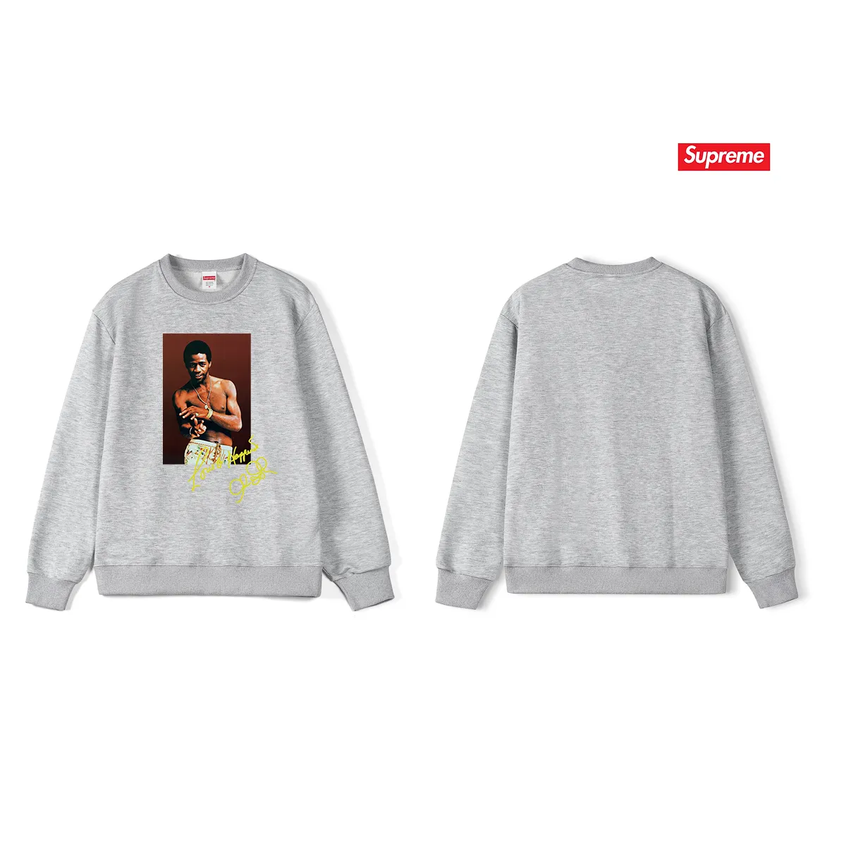 Style No. S1126 #terry p150💰 Velvet 160💰 SupremeSS22Week1AlGreenTee Al Green soul singer character print round neck sweatshirt Made of 400 grams of large terry (drop shoulder large version) fabric, soft texture and no pilling Imported environmentally friendly printing glue The pattern is bright and three-dimensional Quality💥Same style for men and women The upper body is trendy Color: black white gray Size: S M L XL XXL