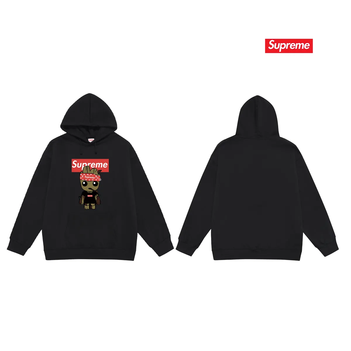 Style No. S2164 #terry P160💰 Velvet P170💰 Sup Cartoon animation print hooded sweatshirt Made of 400g large terry 430g silver fox velvet (drop shoulder large version) fabric, soft texture and no pilling Imported environmentally friendly printing glue The pattern is bright and three-dimensional Quality 💥Same style for men and women The upper body is trendy Color: black white gray Size: S M L XL XXL