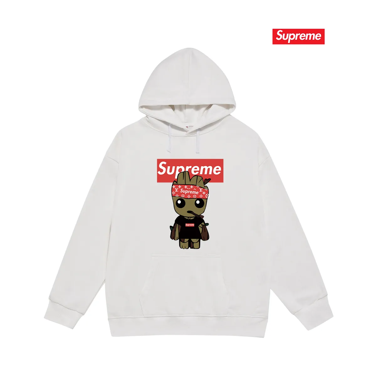 Style No. S2164 #terry P160💰 Velvet P170💰 Sup Cartoon animation print hooded sweatshirt Made of 400g large terry 430g silver fox velvet (drop shoulder large version) fabric, soft texture and no pilling Imported environmentally friendly printing glue The pattern is bright and three-dimensional Quality 💥Same style for men and women The upper body is trendy Color: black white gray Size: S M L XL XXL