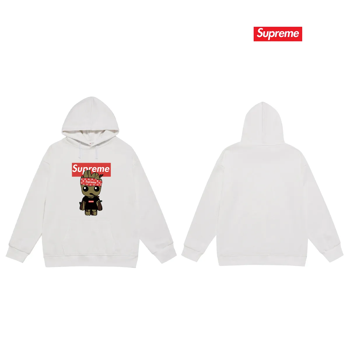 Style No. S2164 #terry P160💰 Velvet P170💰 Sup Cartoon animation print hooded sweatshirt Made of 400g large terry 430g silver fox velvet (drop shoulder large version) fabric, soft texture and no pilling Imported environmentally friendly printing glue The pattern is bright and three-dimensional Quality 💥Same style for men and women The upper body is trendy Color: black white gray Size: S M L XL XXL