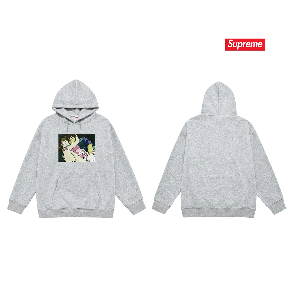 Style No. S2115 #terry P160💰 Velvet P170💰 Supreme 15FW Overfiend Touch Tee Toshio Maeda co-branded printed hooded sweatshirt Made of 400g large terry 430g silver fox velvet (off-shoulder large version) fabric, soft texture and no pilling Imported environmentally friendly printing glue The pattern is bright and three-dimensional Quality 💥Same style for men and women The upper body is trendy Color: black white Gray Size: S M L XL XXL