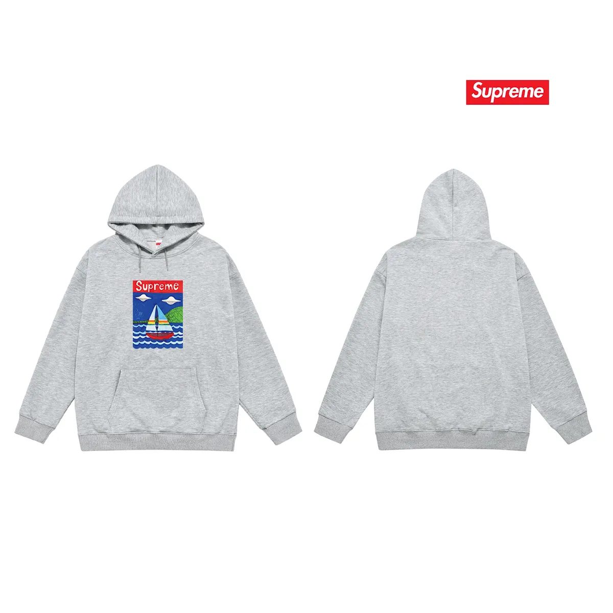 Style number S2033 #terry P160💰 Velvet P170💰 Supreme SS20 Week 8 Sailboat Tee sailboat pattern letter hooded sweatshirt Made of 400g large terry 430g silver fox velvet (drop shoulder large version) fabric, soft texture and no pilling Imported environmentally friendly printing glue The pattern is bright and three-dimensional Quality 💥Same style for men and women The upper body is trendy Color: black white gray Size: S M L XL XXL