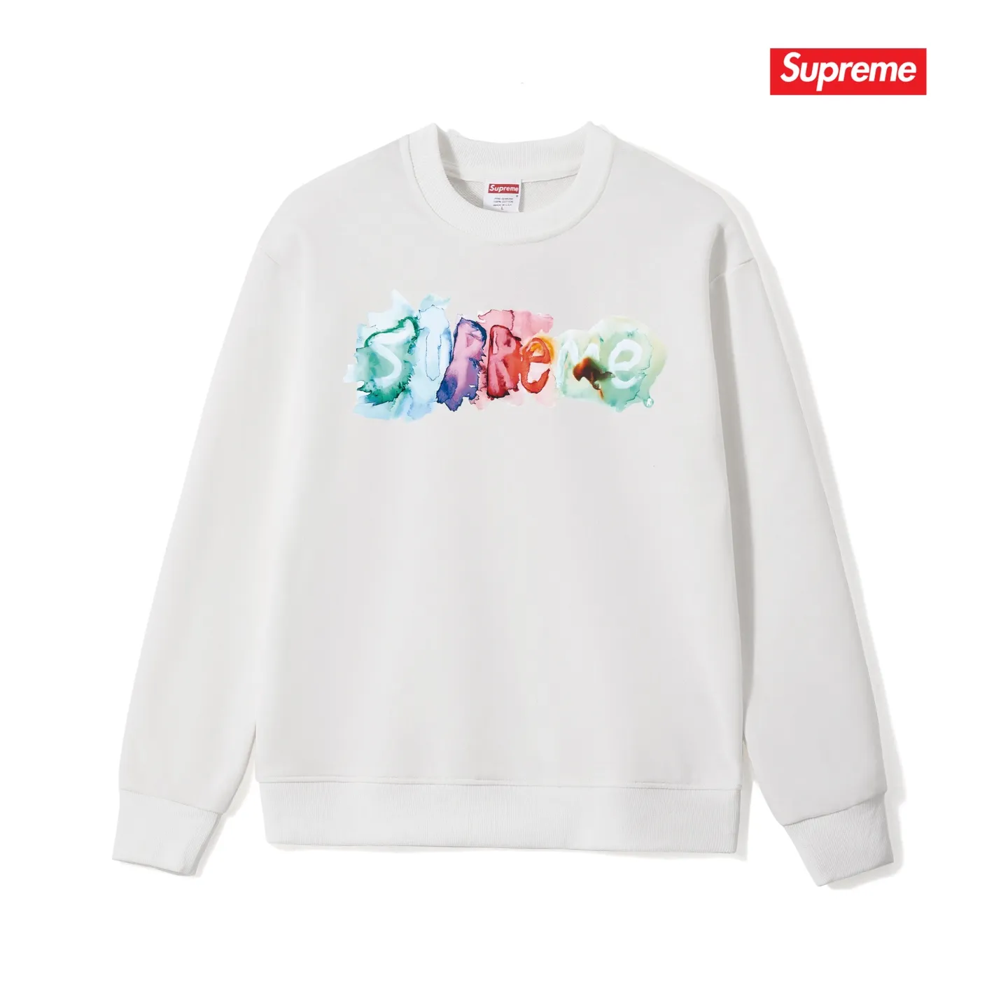 Style No. S1099 #terryp150💰 Velvet 160💰 SupremeSS23 Week1 WATERCOLORTEE watercolor logo printed round neck sweatshirt Made of 400g large terry (drop shoulder large version) fabric, soft texture and no pilling Imported environmentally friendly printing glue The pattern is bright and three-dimensional Quality 💥 Same style for men and women The upper body is trendy Color: black white gray Size: S M L XL XXL