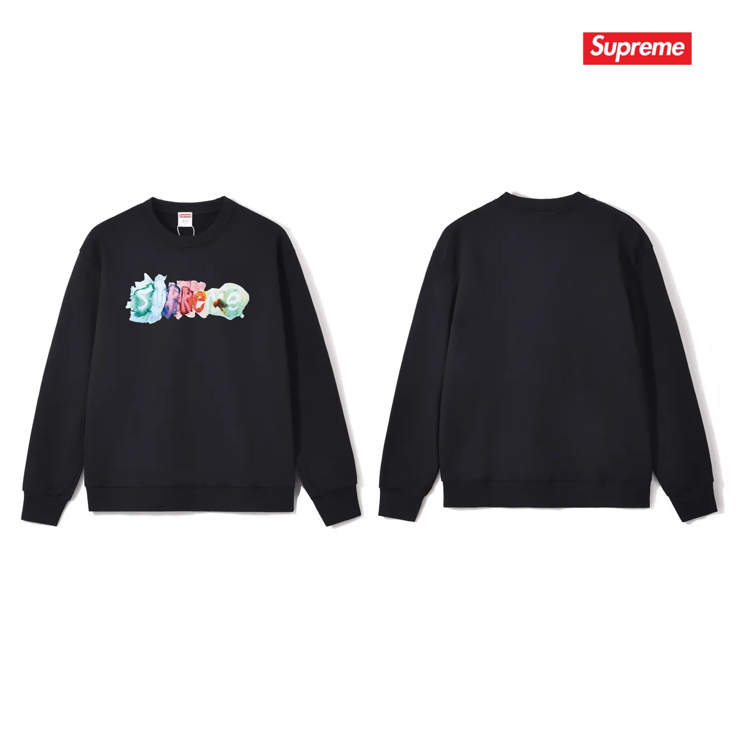 Style No. S1099 #terryp150💰 Velvet 160💰 SupremeSS23 Week1 WATERCOLORTEE watercolor logo printed round neck sweatshirt Made of 400g large terry (drop shoulder large version) fabric, soft texture and no pilling Imported environmentally friendly printing glue The pattern is bright and three-dimensional Quality 💥 Same style for men and women The upper body is trendy Color: black white gray Size: S M L XL XXL