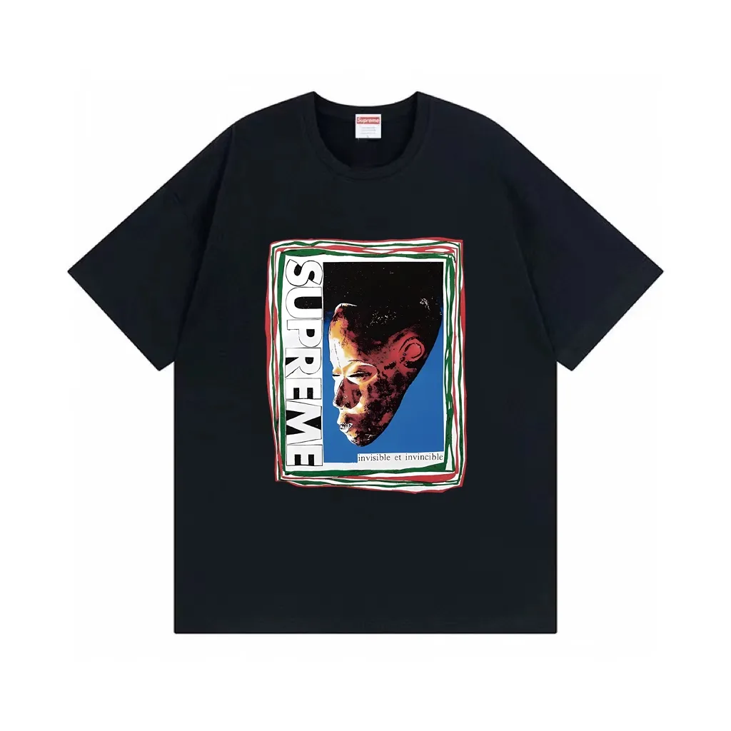 #S96 p110💰 Supreme SS22 Week 19 Mask Tee letter mask pattern printing, loose fit, using 260 grams of combed cotton double yarn, all three standards from fabrics to accessories, ZP, imported Matsui company slurry printing will never crack, the whole piece adopts three-needle five-thread process (neckline-shoulder seam-sleeve seam double line, looks more three-dimensional and textured) consistent with the original version, classic version Feel free to compare zp. The whole piece adopts three-needle five-thread craftsmanship (neckline-shoulder seam-sleeve seam double thread, which looks more three-dimensional and textured) and the same craftsmanship as the original original, classic version. Color: white, black, apricot, orange, light blue, dark green, size: S M L XL XXL