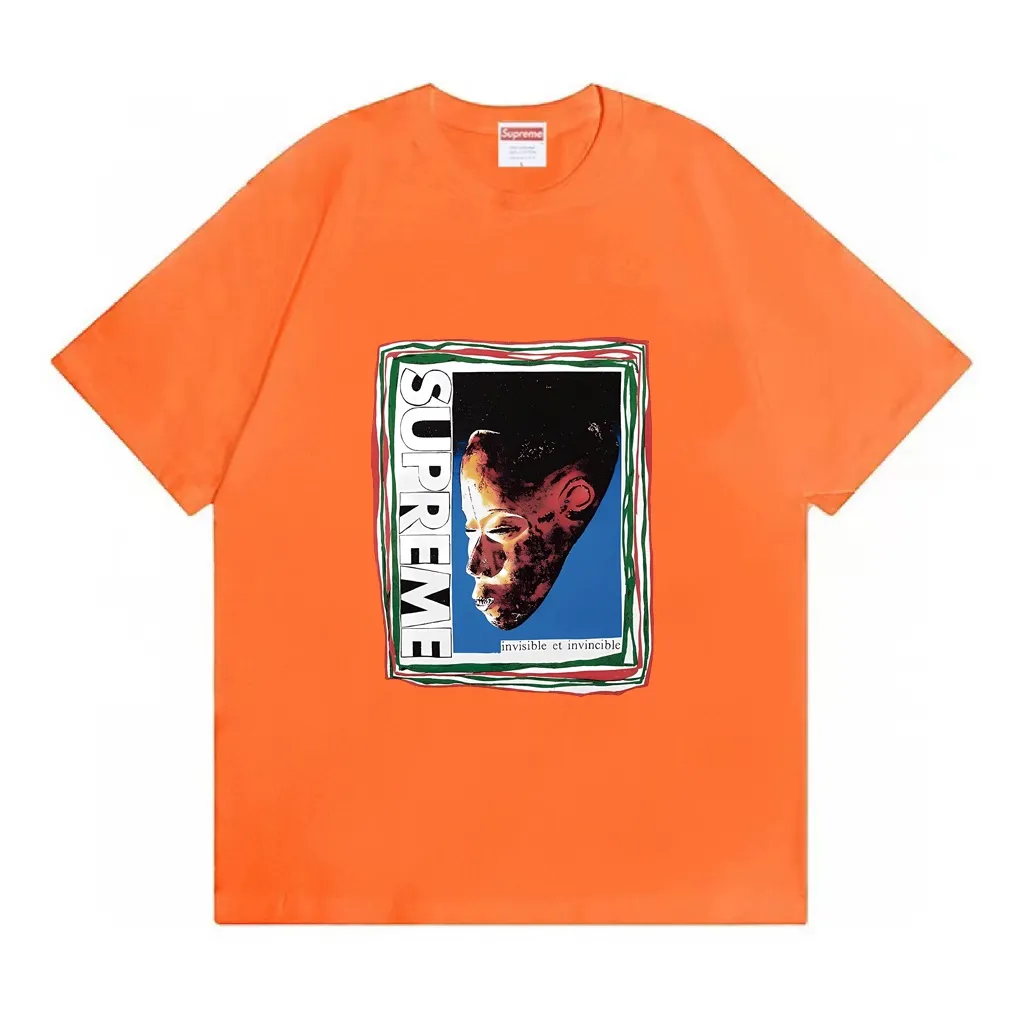 #S96 p110💰 Supreme SS22 Week 19 Mask Tee letter mask pattern printing, loose fit, using 260 grams of combed cotton double yarn, all three standards from fabrics to accessories, ZP, imported Matsui company slurry printing will never crack, the whole piece adopts three-needle five-thread process (neckline-shoulder seam-sleeve seam double line, looks more three-dimensional and textured) consistent with the original version, classic version Feel free to compare zp. The whole piece adopts three-needle five-thread craftsmanship (neckline-shoulder seam-sleeve seam double thread, which looks more three-dimensional and textured) and the same craftsmanship as the original original, classic version. Color: white, black, apricot, orange, light blue, dark green, size: S M L XL XXL