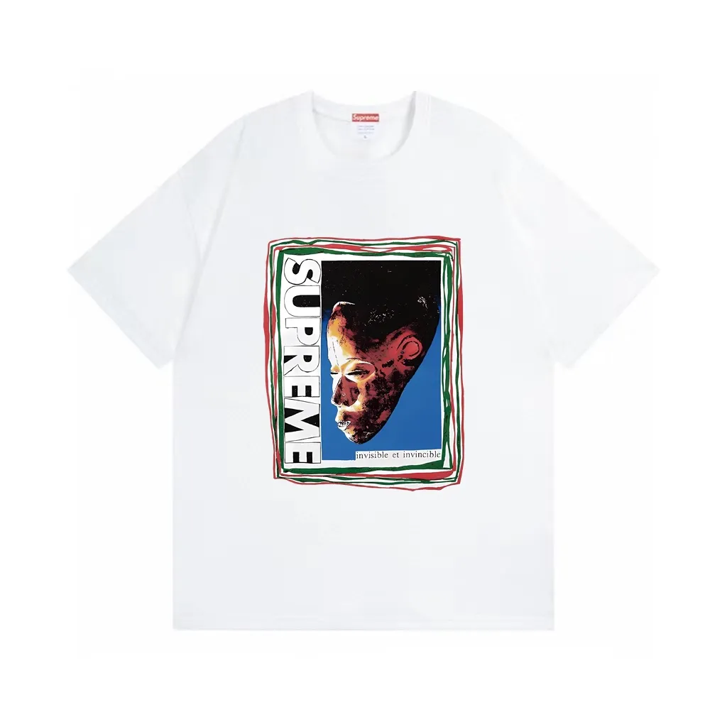 #S96 p110💰 Supreme SS22 Week 19 Mask Tee letter mask pattern printing, loose fit, using 260 grams of combed cotton double yarn, all three standards from fabrics to accessories, ZP, imported Matsui company slurry printing will never crack, the whole piece adopts three-needle five-thread process (neckline-shoulder seam-sleeve seam double line, looks more three-dimensional and textured) consistent with the original version, classic version Feel free to compare zp. The whole piece adopts three-needle five-thread craftsmanship (neckline-shoulder seam-sleeve seam double thread, which looks more three-dimensional and textured) and the same craftsmanship as the original original, classic version. Color: white, black, apricot, orange, light blue, dark green, size: S M L XL XXL