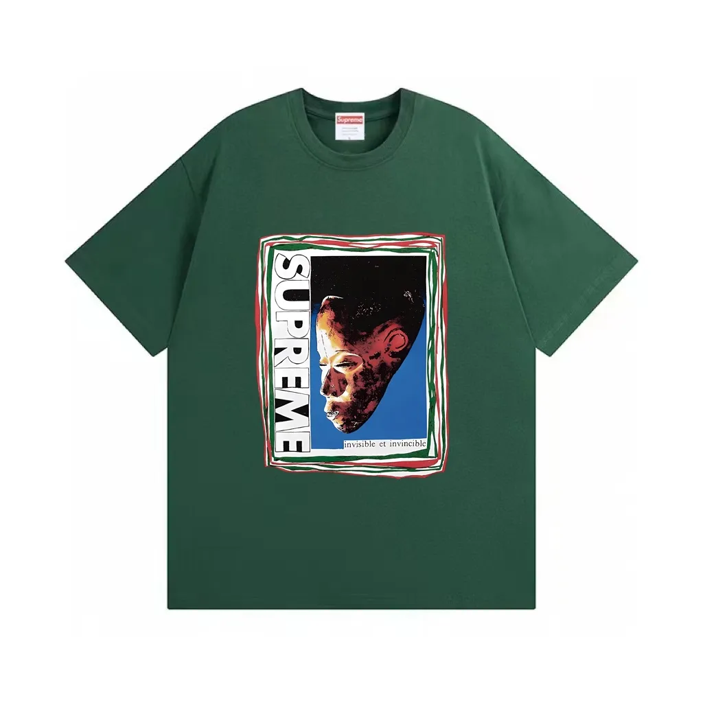 #S96 p110💰 Supreme SS22 Week 19 Mask Tee letter mask pattern printing, loose fit, using 260 grams of combed cotton double yarn, all three standards from fabrics to accessories, ZP, imported Matsui company slurry printing will never crack, the whole piece adopts three-needle five-thread process (neckline-shoulder seam-sleeve seam double line, looks more three-dimensional and textured) consistent with the original version, classic version Feel free to compare zp. The whole piece adopts three-needle five-thread craftsmanship (neckline-shoulder seam-sleeve seam double thread, which looks more three-dimensional and textured) and the same craftsmanship as the original original, classic version. Color: white, black, apricot, orange, light blue, dark green, size: S M L XL XXL