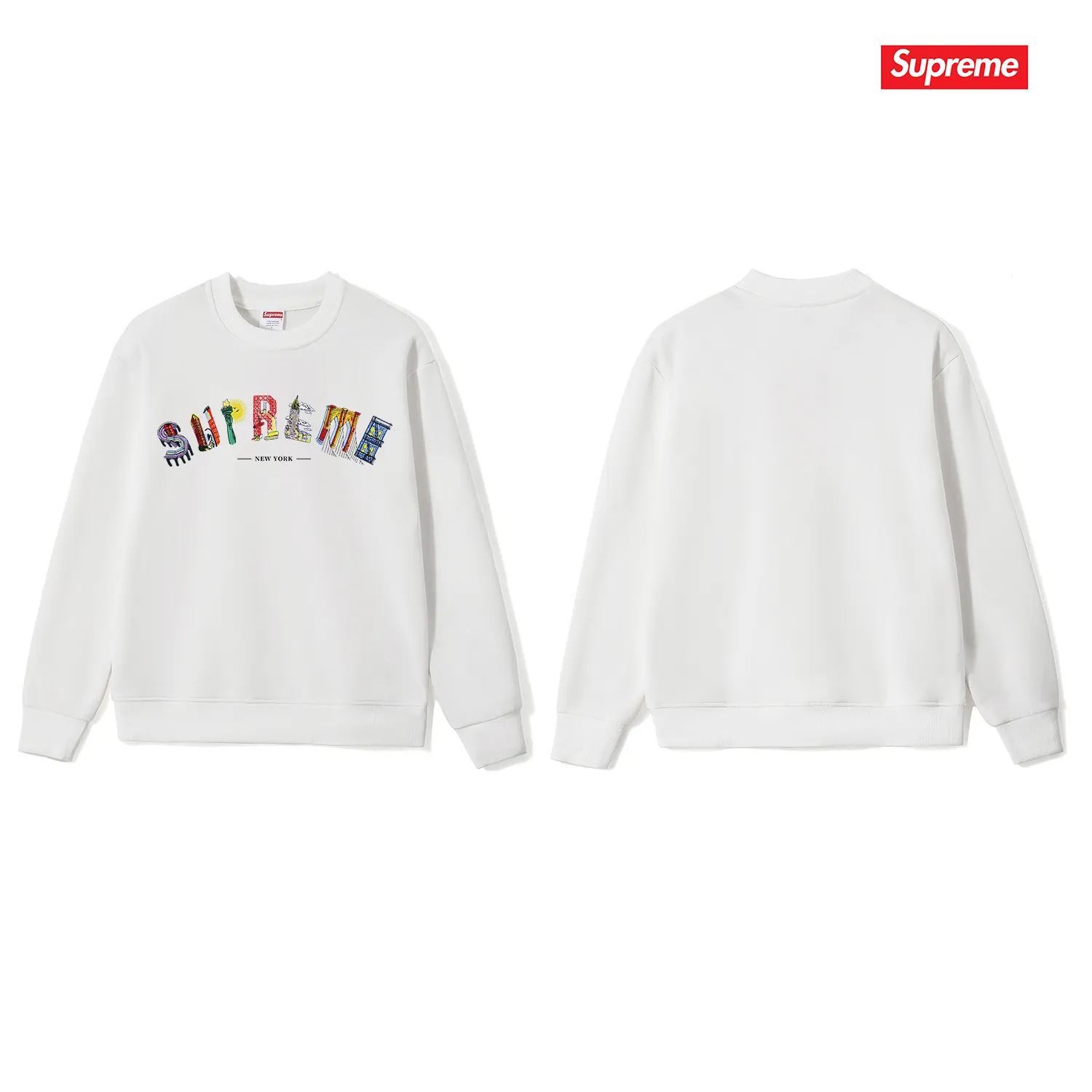 Style number S1137 #terry p150💰 plus velvet 160💰 Trendy brand new heavyweight pure cotton Sup letter printed round neck sweatshirt. Made of 400 grams of large terry (drop shoulder large version) fabric. The texture is soft and non-pilling. Imported environmentally friendly printing glue. The pattern is bright and three-dimensional. The quality is the same for men and women. The upper body is trendy. Color: black white gray Size: S M L XL XXL