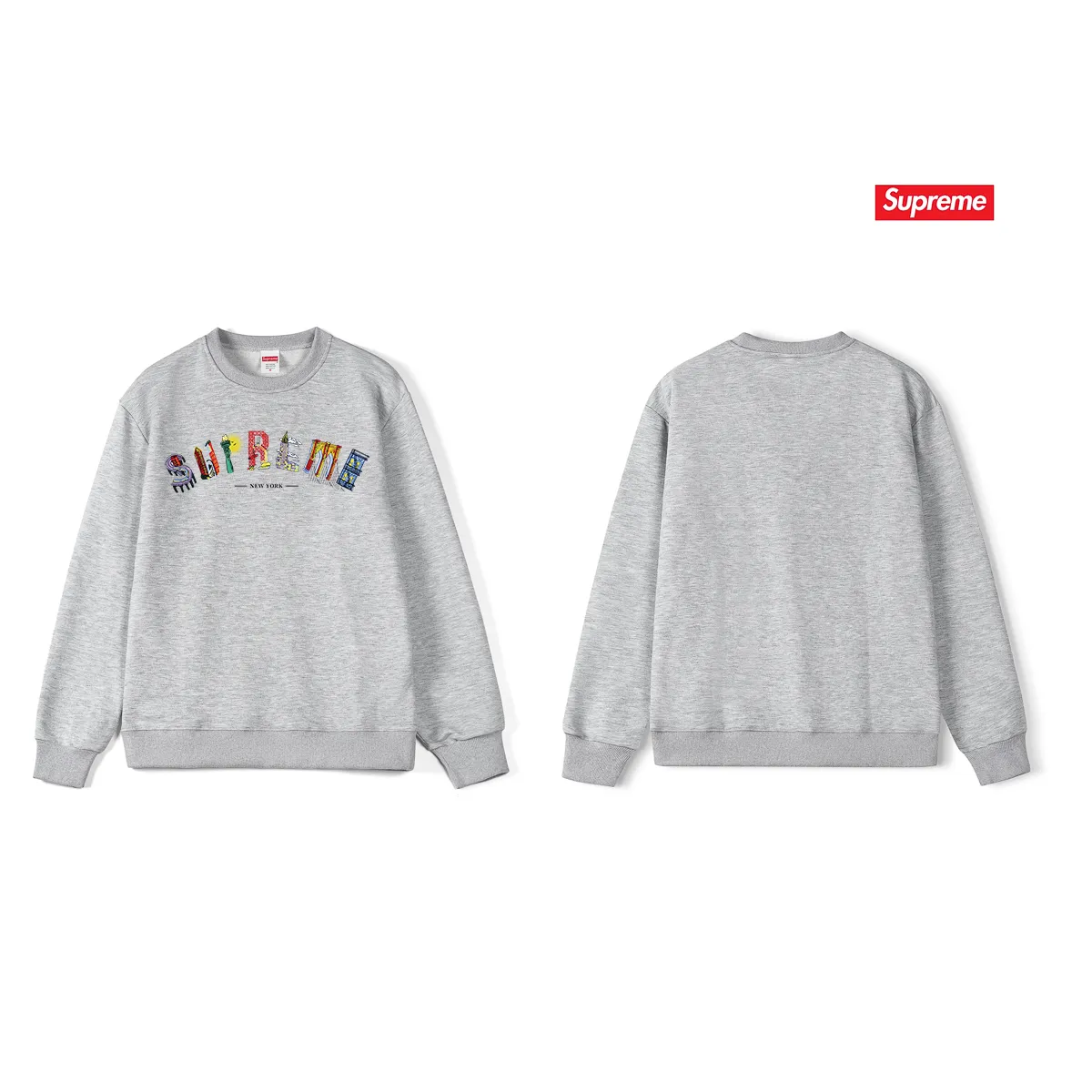 Style number S1137 #terry p150💰 plus velvet 160💰 Trendy brand new heavyweight pure cotton Sup letter printed round neck sweatshirt. Made of 400 grams of large terry (drop shoulder large version) fabric. The texture is soft and non-pilling. Imported environmentally friendly printing glue. The pattern is bright and three-dimensional. The quality is the same for men and women. The upper body is trendy. Color: black white gray Size: S M L XL XXL