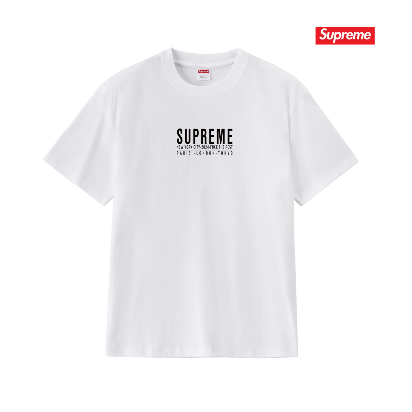 S152 P110💰 Sup SS24 summer T-shirt. Logo letter print pattern on the chest. Casual short-sleeved T. Loose fit. Made of 260g combed cotton double yarn. From fabric to accessories, all three standards are complete and follow ZP. The slurry printing imported from Matsui Company will never crack. The whole piece adopts three-needle five-thread technology. The neckline-shoulder seam-sleeve seam is double-lined, which looks more three-dimensional and textured.) The same craftsmanship as the original version, classic version. Feel free to compare zp. The whole piece adopts three-needle five-thread craftsmanship (neckline-shoulder seam-sleeve seam double thread, which looks more three-dimensional and textured). It has the same craftsmanship as the original original, classic version. Color: black, white, light gray, navy blue, pink. Size: S M L XL XXL