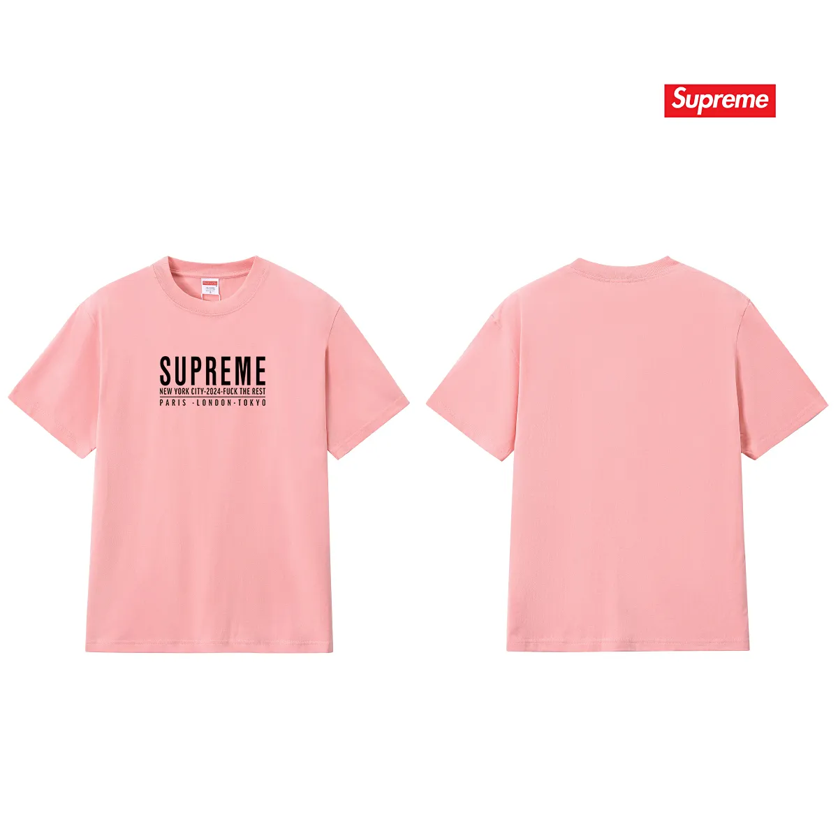 S152 P110💰 Sup SS24 summer T-shirt. Logo letter print pattern on the chest. Casual short-sleeved T. Loose fit. Made of 260g combed cotton double yarn. From fabric to accessories, all three standards are complete and follow ZP. The slurry printing imported from Matsui Company will never crack. The whole piece adopts three-needle five-thread technology. The neckline-shoulder seam-sleeve seam is double-lined, which looks more three-dimensional and textured.) The same craftsmanship as the original version, classic version. Feel free to compare zp. The whole piece adopts three-needle five-thread craftsmanship (neckline-shoulder seam-sleeve seam double thread, which looks more three-dimensional and textured). It has the same craftsmanship as the original original, classic version. Color: black, white, light gray, navy blue, pink. Size: S M L XL XXL