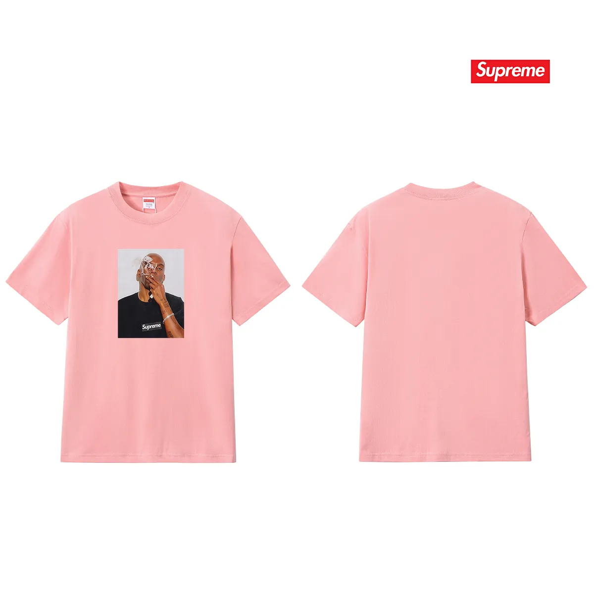 S172 P110💰 Sup SS25 WEEK18SummerTee Dean Blunt character printed round neck short-sleeved T-shirt. Loose fit. Made of 260g combed cotton double yarn. All three standards are complete from fabrics to accessories. ZP. Imported Matsui Company slurry printing will never crack. The whole piece adopts three-needle five-thread technology. The collar-shoulder seam-sleeve seam is double-lined, which looks more three-dimensional and textured. The same process as the original version, classic version. Feel free to compare zp. The whole piece adopts three-needle five-thread craftsmanship (neckline-shoulder seam-sleeve seam double thread, which looks more three-dimensional and textured). It has the same craftsmanship as the original original, classic version. Color: black, white, light gray, navy blue, pink. Size: S M L XL XXL