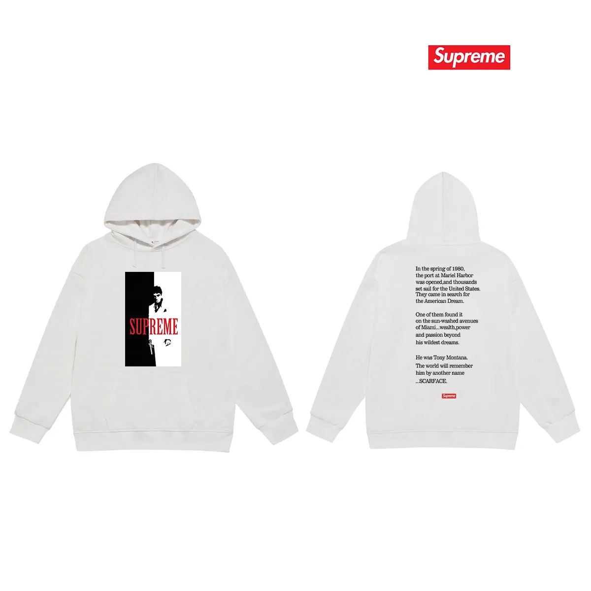 Style No. S2159 #terry P160💰 Velvet P170💰 Street sp scarface Scarface movie poster character limited edition hooded sweatshirt Made of 400g large terry 430g silver fox velvet (drop shoulder large version) fabric, soft texture and no pilling Imported environmentally friendly printing glue The pattern is bright and three-dimensional Quality 💥Same style for men and women The upper body is trendy Color: black white gray Size: S M L XL XXL