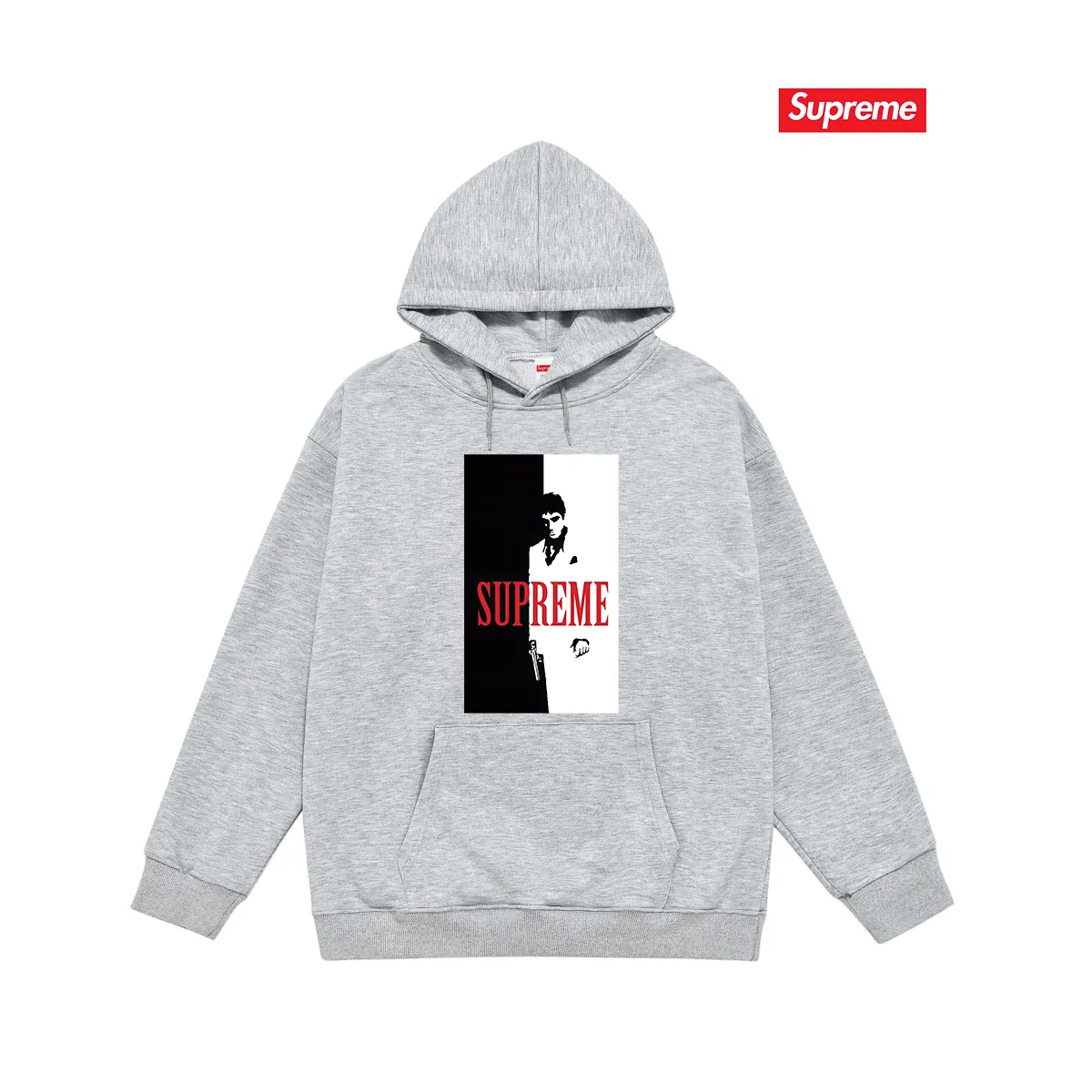 Style No. S2159 #terry P160💰 Velvet P170💰 Street sp scarface Scarface movie poster character limited edition hooded sweatshirt Made of 400g large terry 430g silver fox velvet (drop shoulder large version) fabric, soft texture and no pilling Imported environmentally friendly printing glue The pattern is bright and three-dimensional Quality 💥Same style for men and women The upper body is trendy Color: black white gray Size: S M L XL XXL