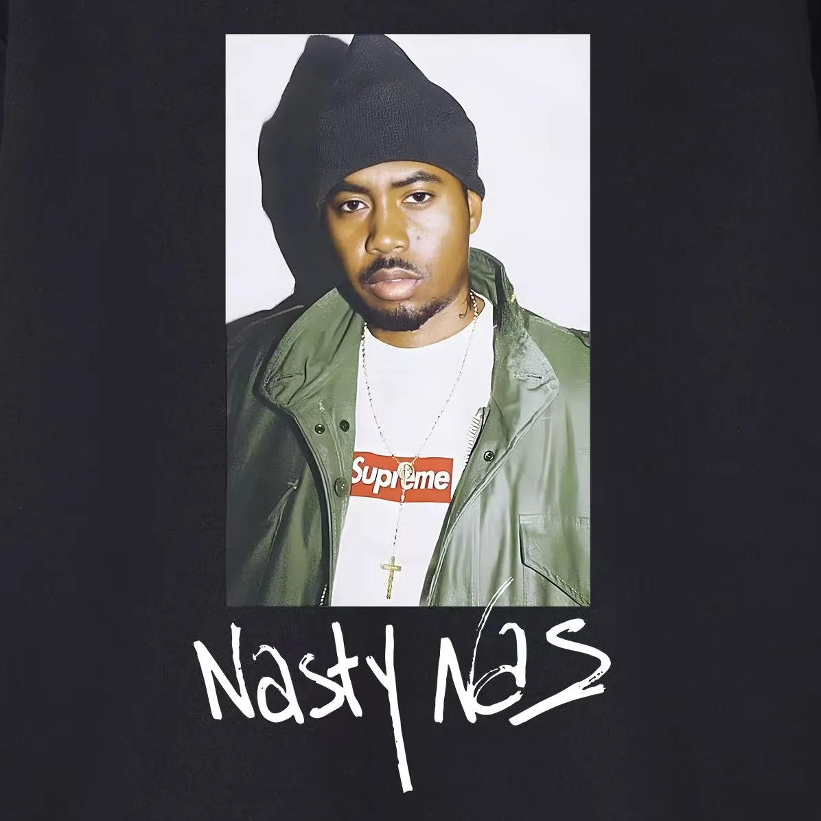 Style No. S2114 #terry P160💰 Velvet P170💰 Supreme FW17 Nas Tee Black rapper pattern unisex hooded sweatshirt Made of 400g large terry 430g silver fox velvet (drop shoulder large version) fabric, soft texture and no pilling Imported environmentally friendly printing glue The pattern is bright and three-dimensional Quality 💥 Unisex style The upper body is trendy Color: black white gray Size: S M L XL XXL