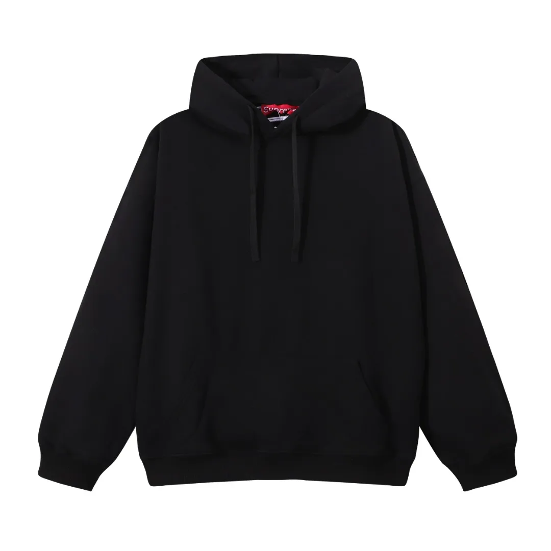 P200 sup embroidered letters hooded sweatshirt black gray size chart size S M L XL bust 60 62 64 66 length 70 72 74 76 shoulder width 58 60 62 64