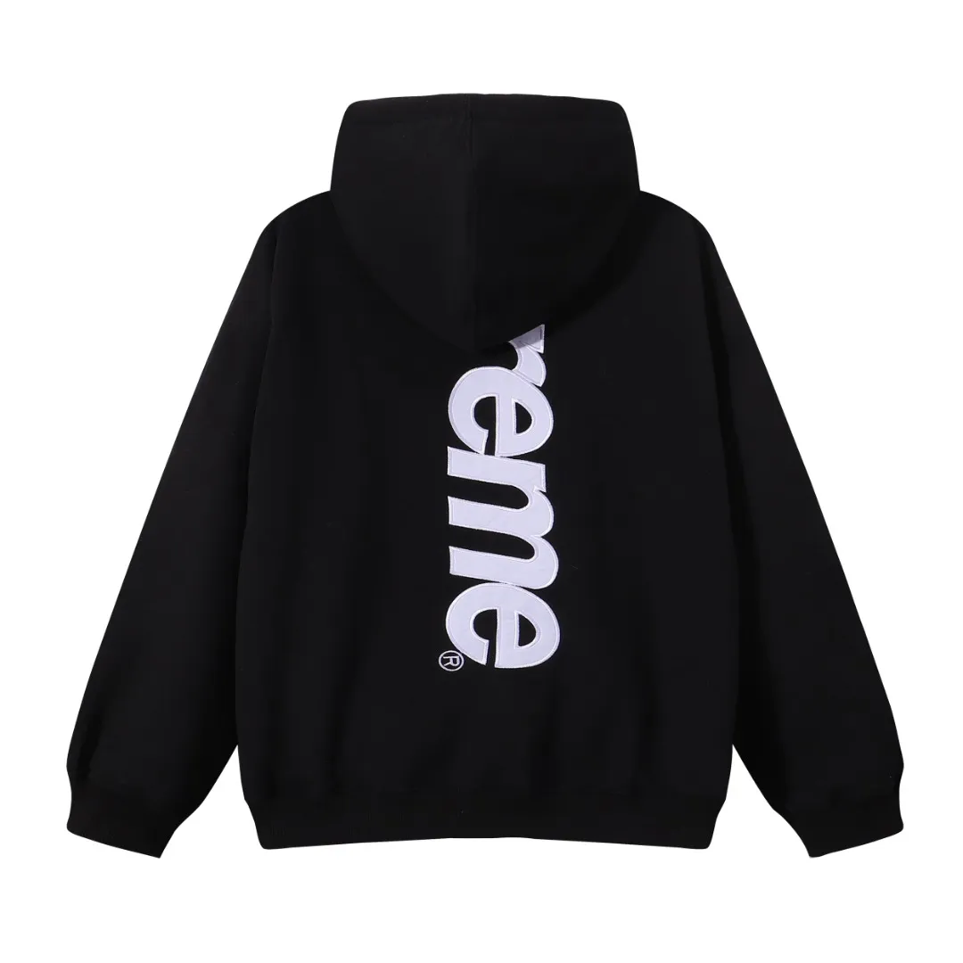 P200 sup embroidered letters hooded sweatshirt black gray size chart size S M L XL bust 60 62 64 66 length 70 72 74 76 shoulder width 58 60 62 64
