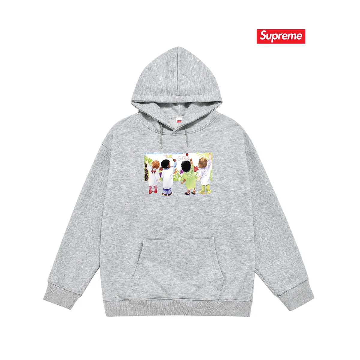 Style No. S2090 #terry P160💰 Velvet P170💰 Supreme SS19 Kids Tee Back children's graffiti hooded sweatshirt Made of 400g large terry 430g silver fox velvet (drop shoulder large version) fabric, soft texture and no pilling Imported environmentally friendly printing glue The pattern is bright and three-dimensional Quality 💥Same style for men and women The upper body is trendy Color: black white gray Size: S M L XL XXL