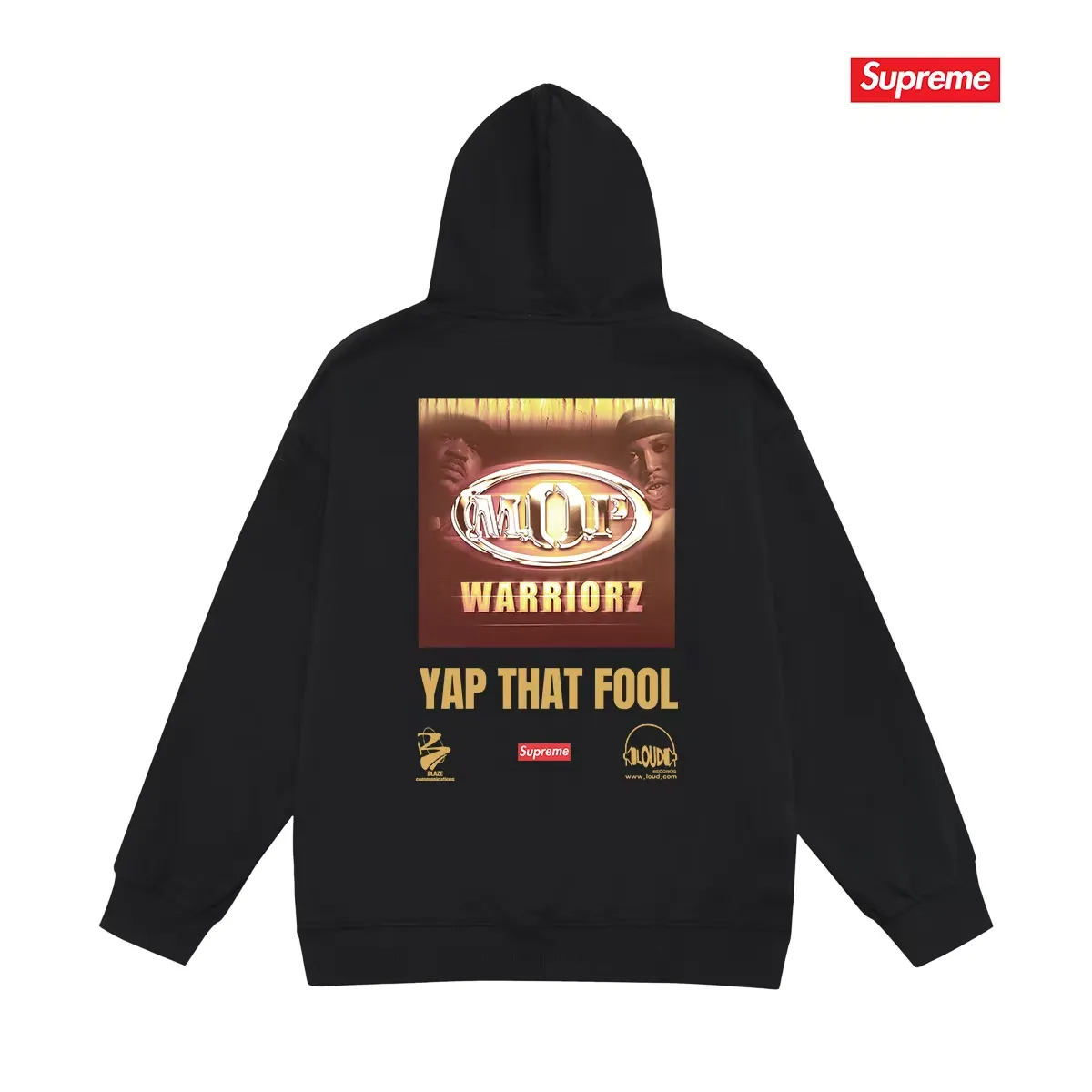 Style No. S2231 #terry P160💰 Velvet P170💰 Supreme 24FW MOP Hooded rap group co-branded hooded sweatshirt. Made of 400g large terry 430g silver fox velvet (off-shoulder large version) fabric. The texture is soft and non-pilling. Imported environmentally friendly printing glue. The pattern is bright and three-dimensional. Quality💥Same style for men and women. The upper body is trendy. Color: black white gray Size: S M L XL XXL