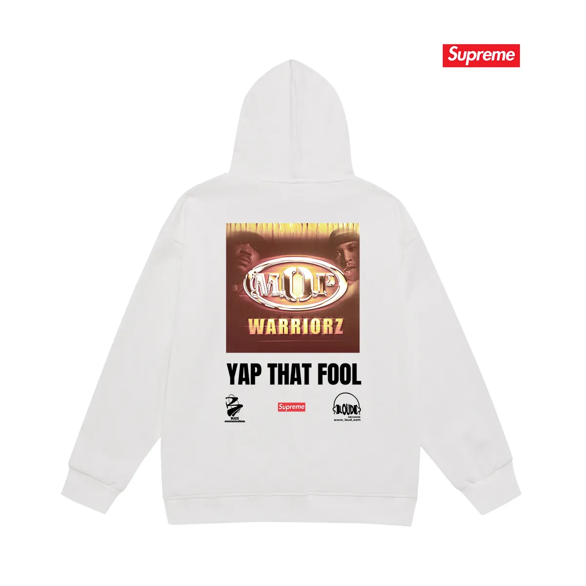 Style No. S2231 #terry P160💰 Velvet P170💰 Supreme 24FW MOP Hooded rap group co-branded hooded sweatshirt. Made of 400g large terry 430g silver fox velvet (off-shoulder large version) fabric. The texture is soft and non-pilling. Imported environmentally friendly printing glue. The pattern is bright and three-dimensional. Quality💥Same style for men and women. The upper body is trendy. Color: black white gray Size: S M L XL XXL