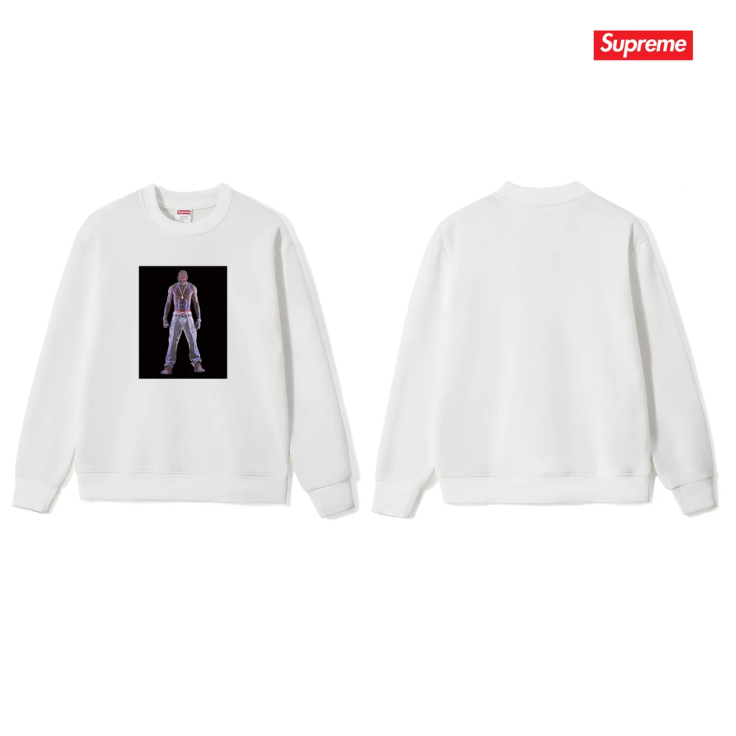 Style No. S1122 #terry p150💰 Velvet 160💰 Supreme SS20 Week 1 TupacHologram Tee virtual character round neck sweatshirt Made of 400 grams of large terry (drop shoulder large version) fabric, soft texture and no pilling Imported environmentally friendly printing glue The pattern is bright and three-dimensional Quality💥Same style for men and women The upper body is fashionable Color: black white gray Size: S M L XL XXL
