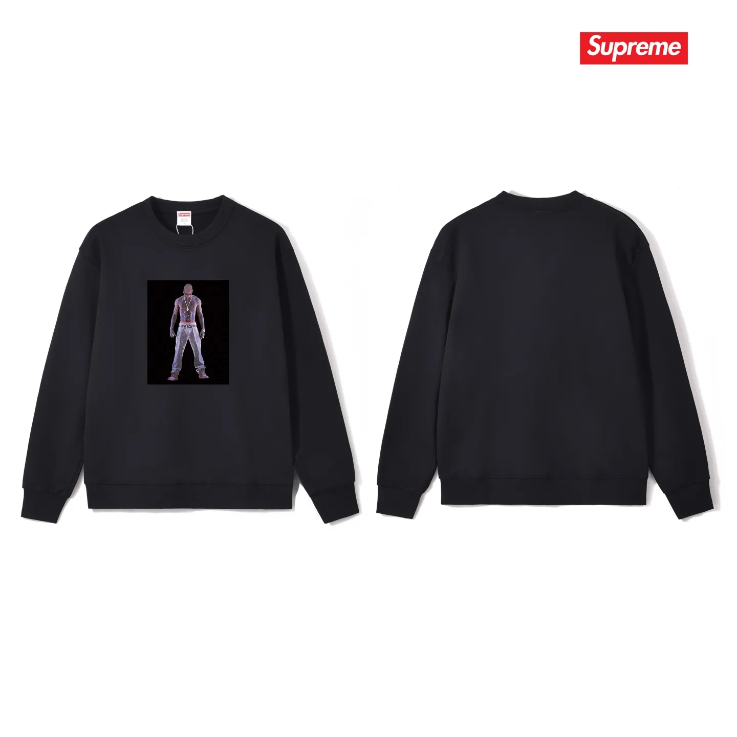 Style No. S1122 #terry p150💰 Velvet 160💰 Supreme SS20 Week 1 TupacHologram Tee virtual character round neck sweatshirt Made of 400 grams of large terry (drop shoulder large version) fabric, soft texture and no pilling Imported environmentally friendly printing glue The pattern is bright and three-dimensional Quality💥Same style for men and women The upper body is fashionable Color: black white gray Size: S M L XL XXL