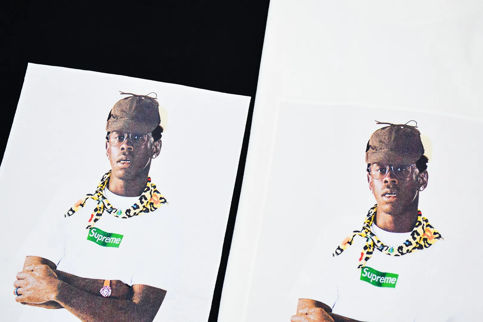 S402💰P150 Top version Supreme FW24 Tyler The Creator Tee Tyler portrait printed round neck short-sleeved T. Refuse to look at pictures to make goods. Refuse to compare wrong versions. Use cylinder seamless process (original process, there are no stitched bones on the side of the clothes. Key points of identification) The fabrics are all custom-woven and dyed, 280g weight, 100% cotton, cylindrical fabric. Cylindrical fabric is a knitted fabric woven with a cylinder loom. The needles are distributed in a cylindrical shape on the fuselage. The gray fabric is a large cylinder, which needs to be opened and shaped before it can be used further. There are no slits on the side of the clothes, so there is no washing label on the side of ordinary short-sleeves. There is only one collar label behind the neck. The printing uses thermosetting ink printing imported from Belgium (different from conventional thermal transfer printing), also known as plastic ink, or self-adhesive ink. Its ingredients are: mainly composed of polyvinyl chloride (PVC) and phthalates, including PVC and phthalates, fixing agents, Stabilizers and thickeners are mixed to form thermosetting ink, which is not the digital direct printing marketed on the market. The printing texture of thermosetting ink is unachievable by digital direct printing. The new triple collar label has a watermark anti-counterfeiting effect, a real anti-counterfeiting layer, a version with a high probability of passing the inspection, and the original packaging picture has a high probability of passing the test. Size：S-XL